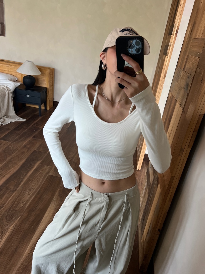 羊絨胸墊假2件上衣*5色