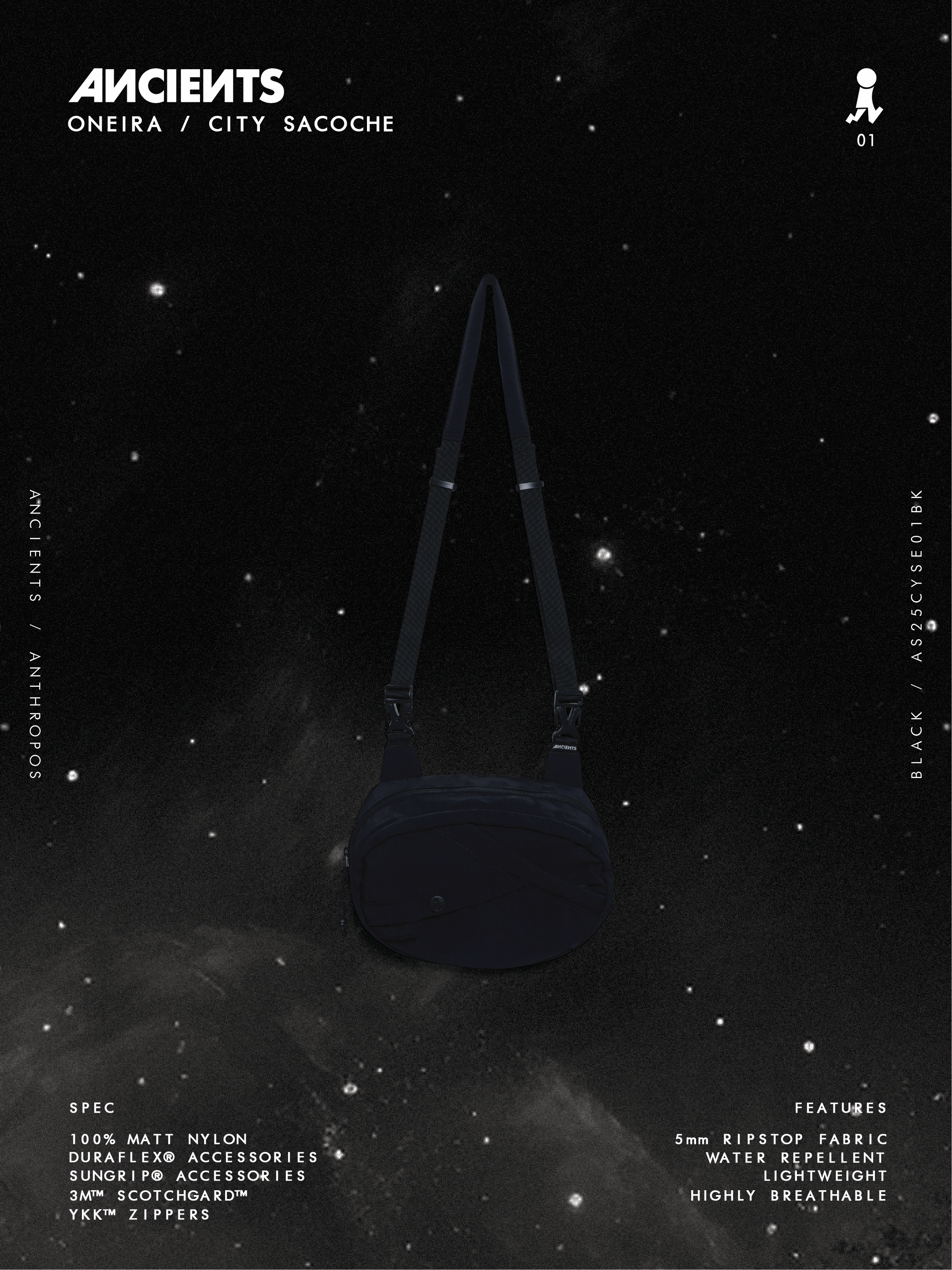 ANCIENTS ONEIRA / CITY SACOCHE AS25CYSE01 BLACK