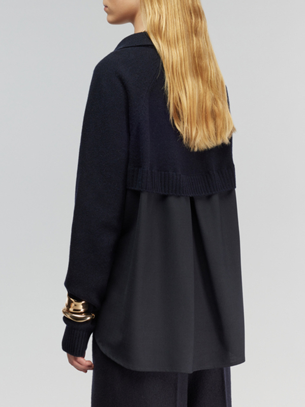 Semicouture  拼接口袋上衣(深藍)