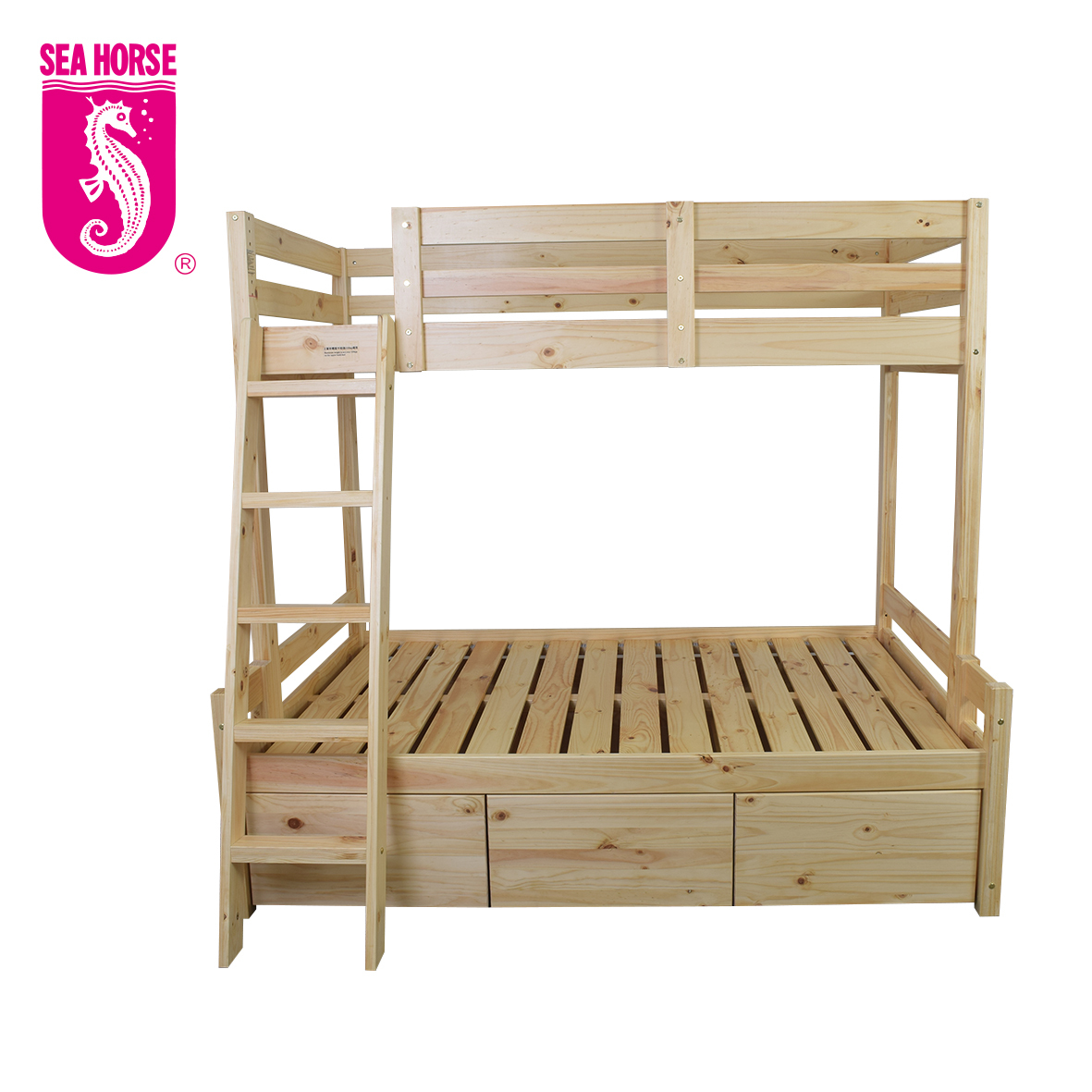 新西蘭松木碌架床 (上層闊36"/下層闊48") 三櫃桶