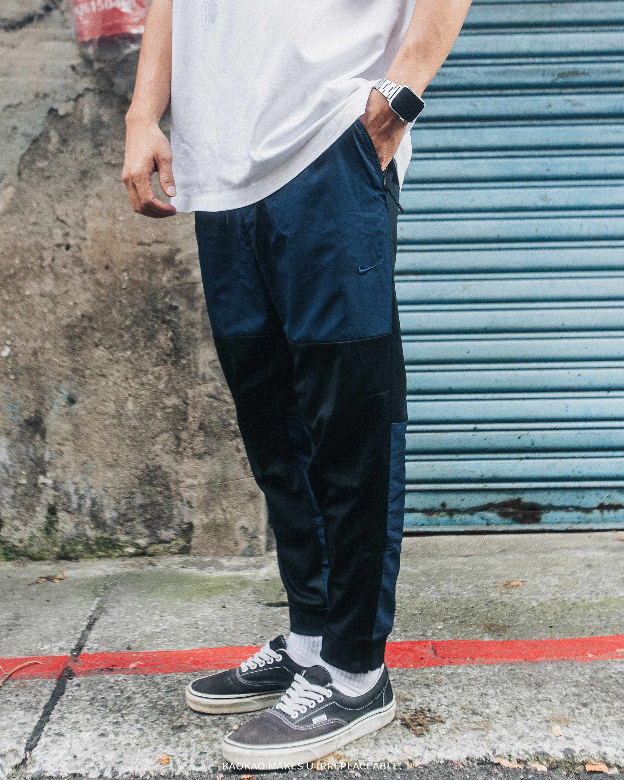 Nike 長褲 Unlimited 黑 藍 男款 褲子 防潑水 運動 錐形褲 拼接【FB8602-010】