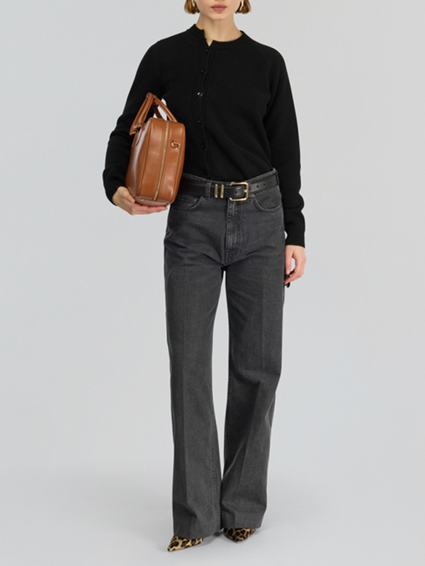 Semicouture  斜釦針織罩衫(黑)