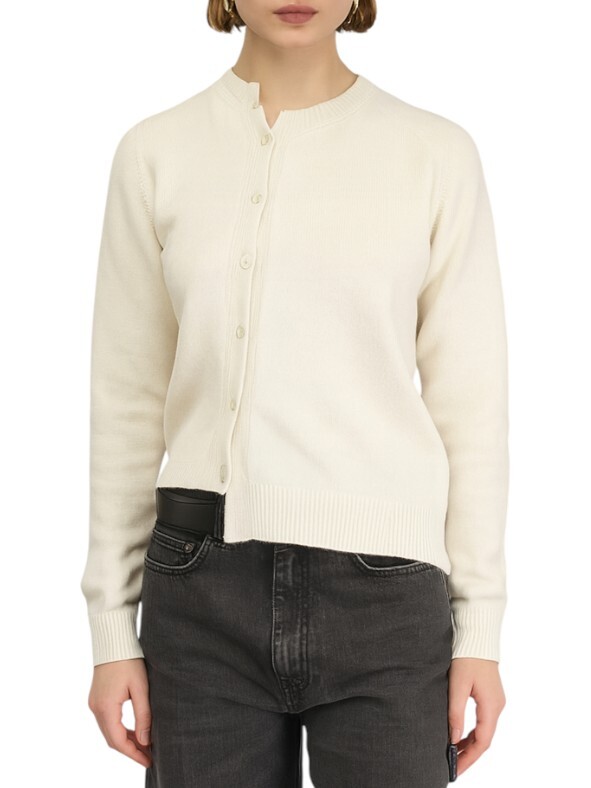 Semicouture  斜釦針織罩衫(米白)