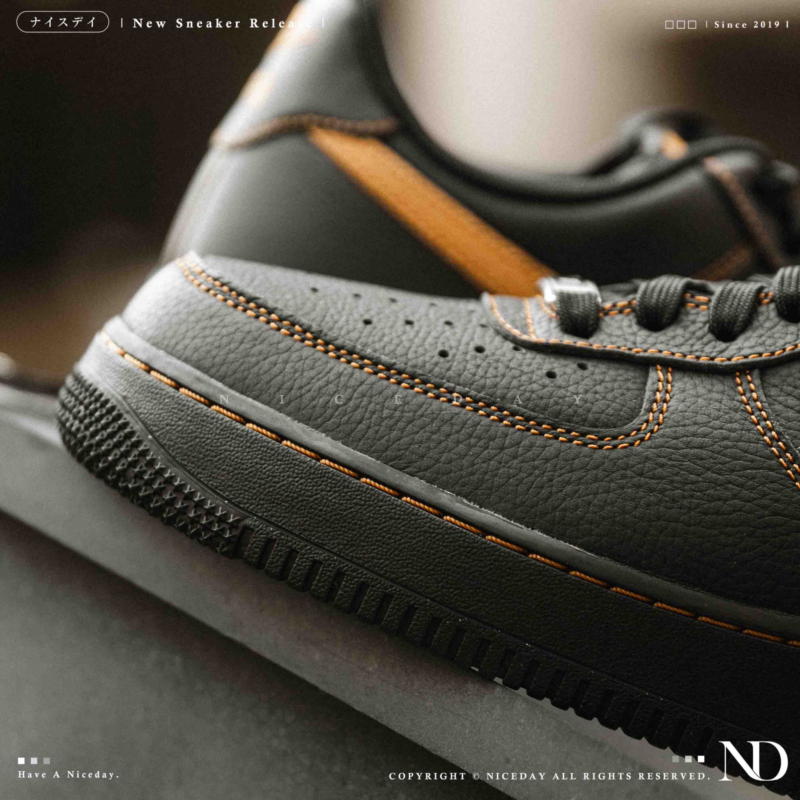 NICEDAY 代購 Nike Air Force 1 Low Black Tan 黑金 黑色 縫線 小麥 金鉤 男鞋 HQ2037-003