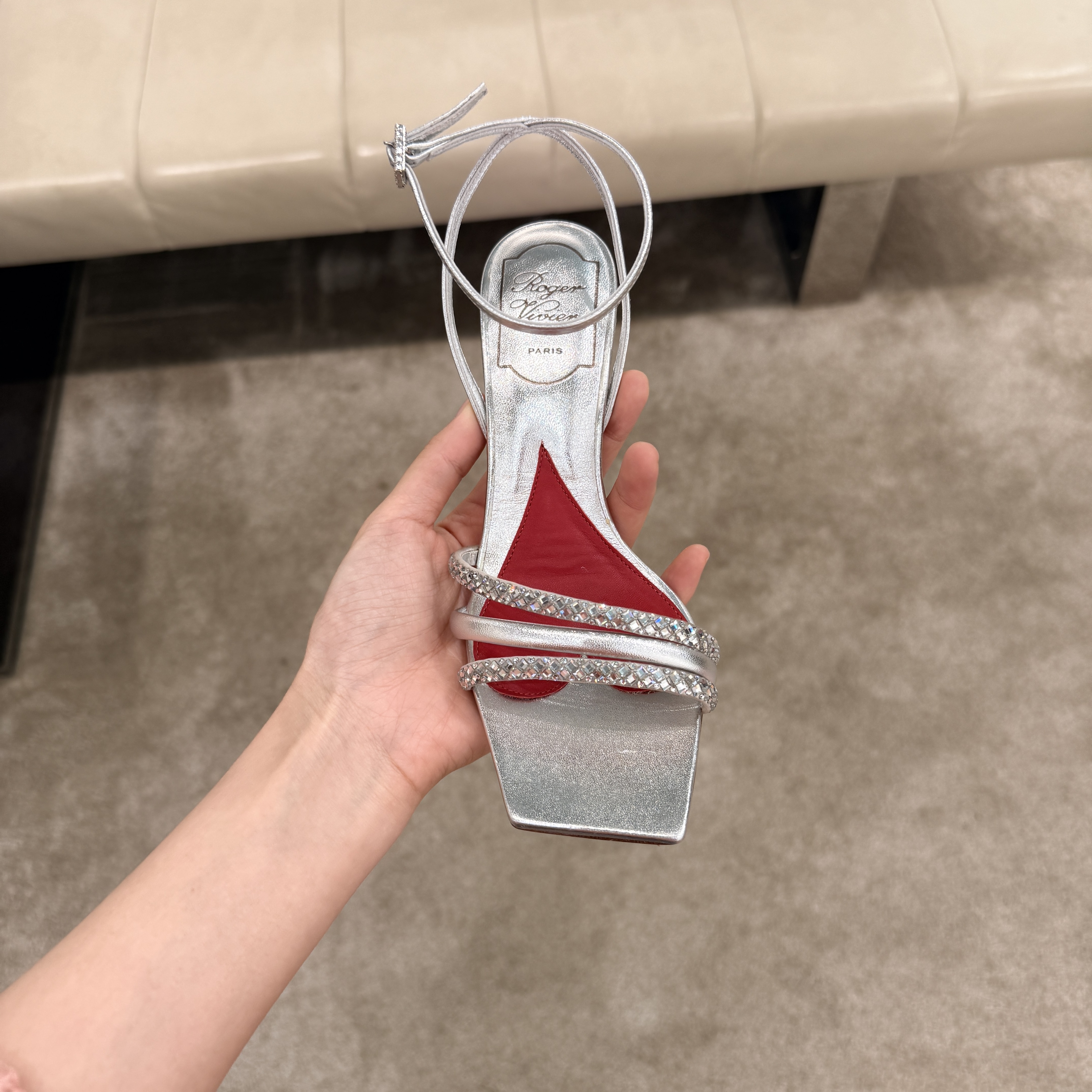 Roger Vivier RV Cube Strass Heels sandals Silver