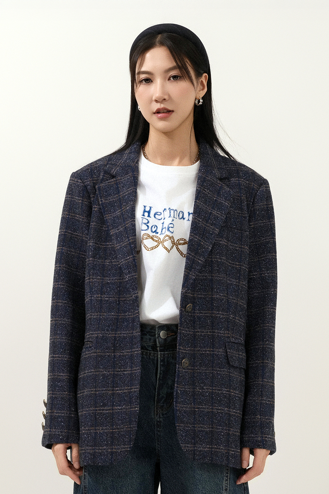 花暗格中性西裝褸  (預購產品）