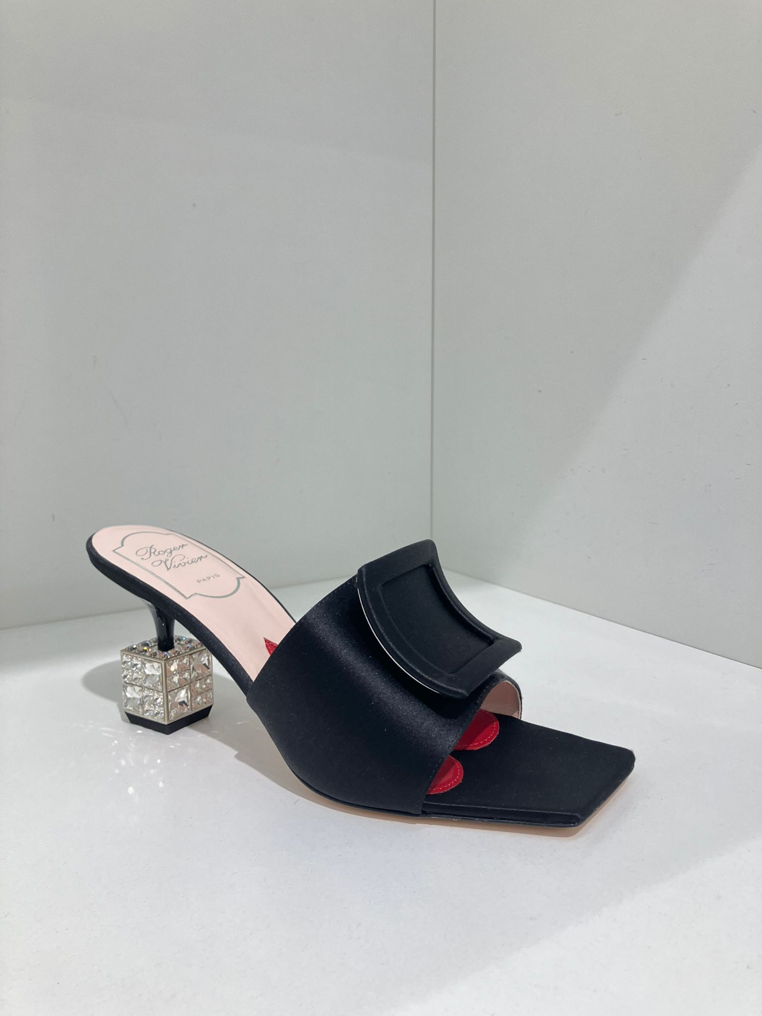 Roger Vivier RV Cube Strass Heels Mules Black