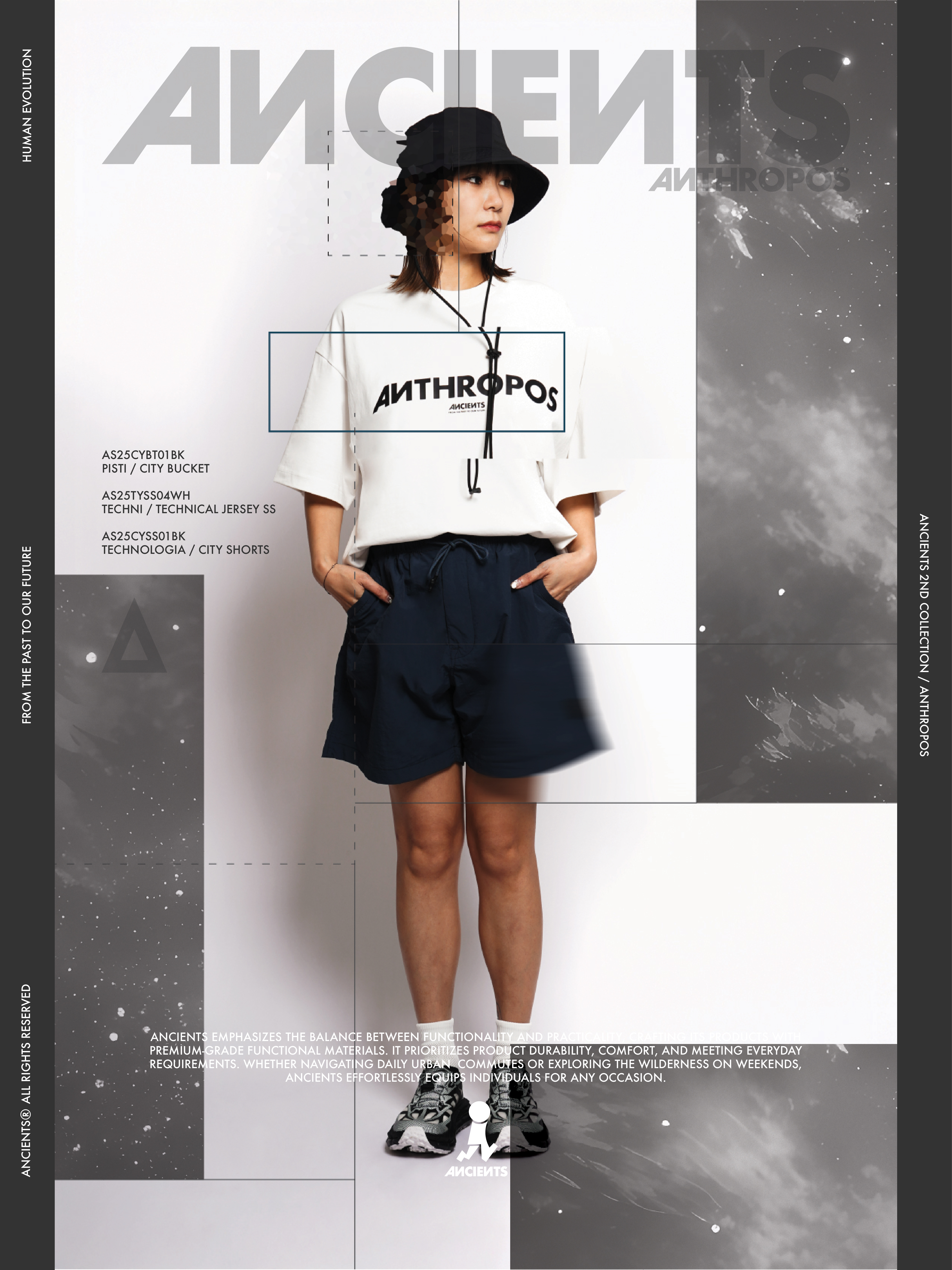 ANCIENTS TECHNOLOGIA / CITY SHORTS AS25CYSS01 BLACK