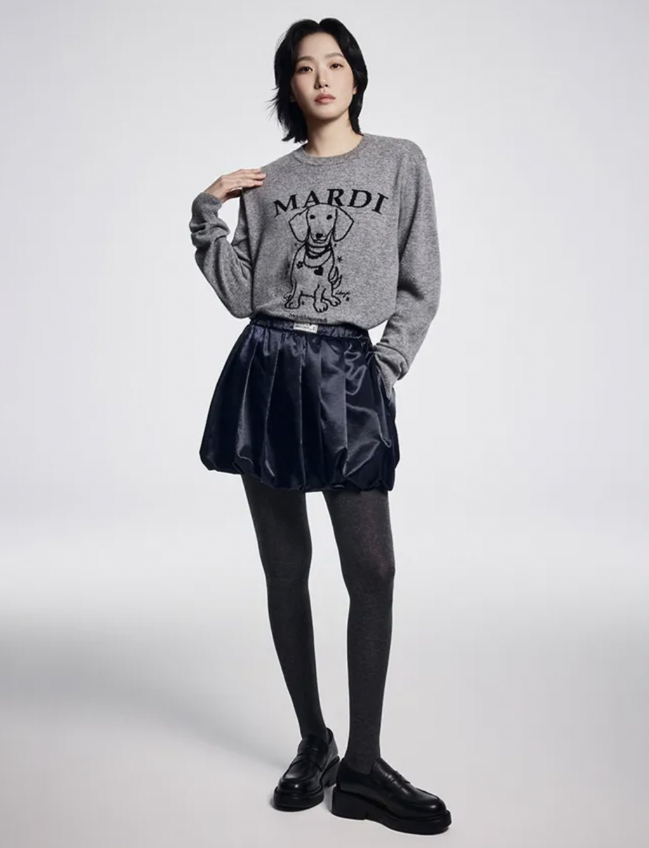 MARDI MERCREDI 圓領長袖小狗圖案毛衣