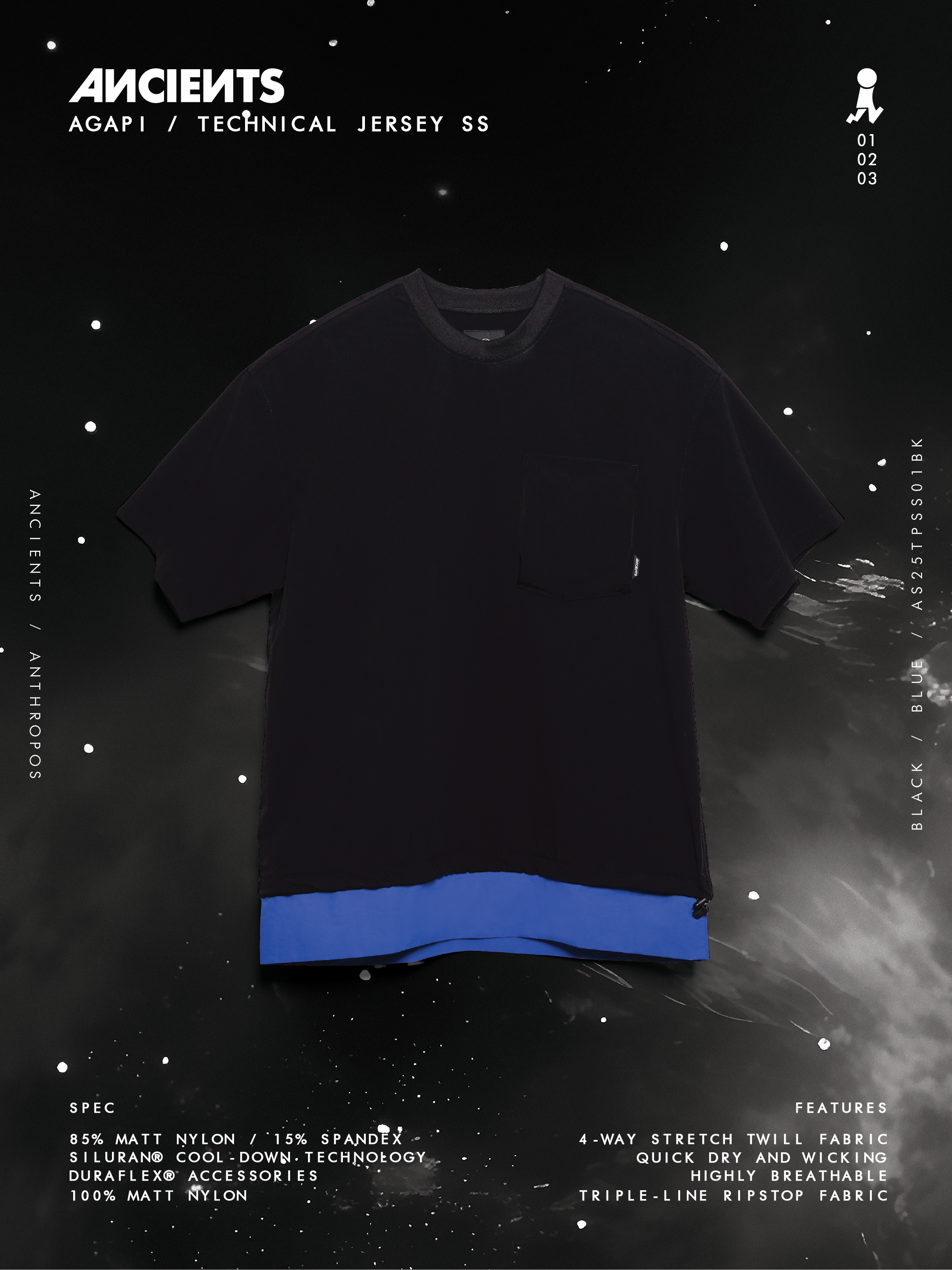 ANCIENTS AGAPI / TECHNICAL JERSEY SS AS25TPSS01 BLACK