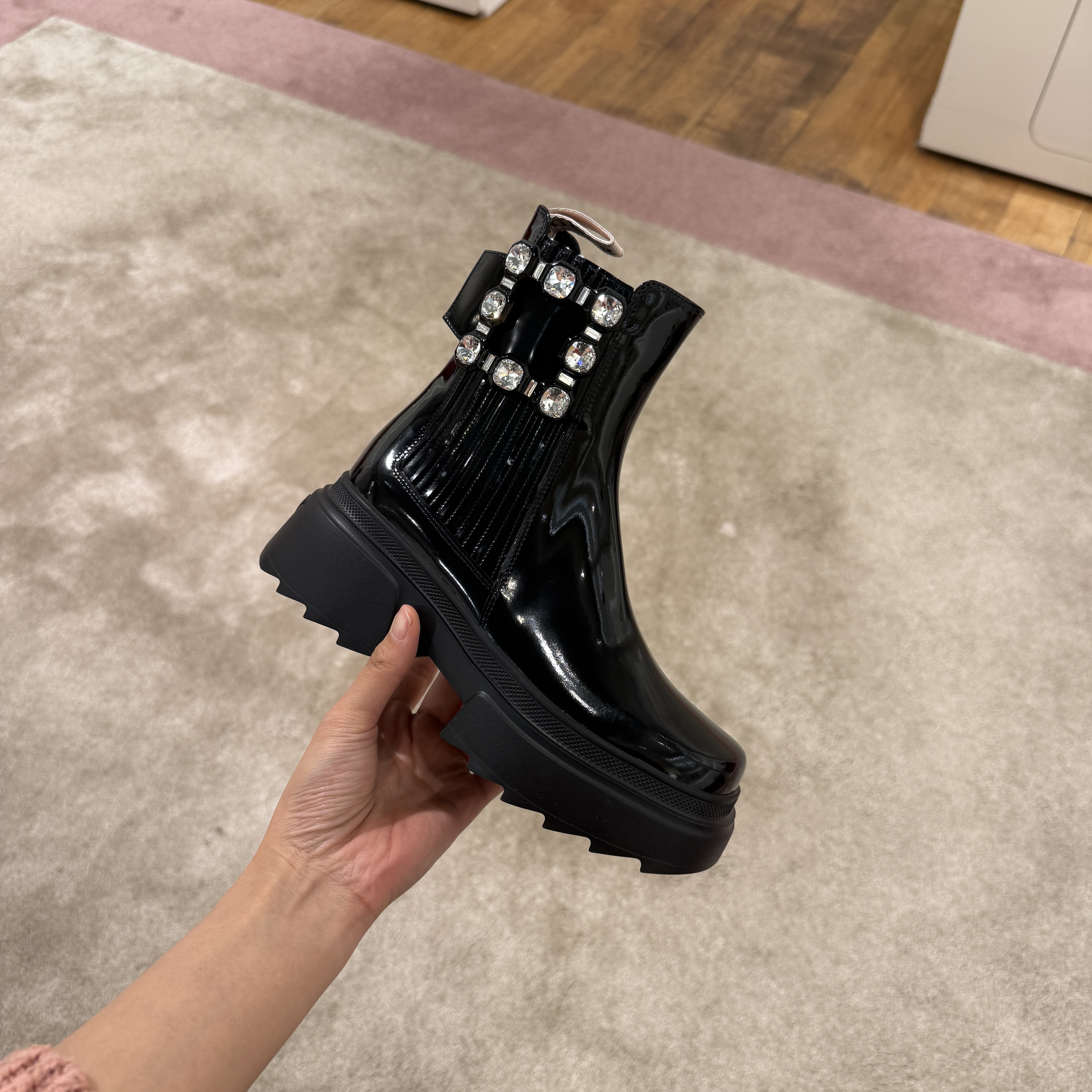 Roger Vivier RV walla viv strass buckle boots black