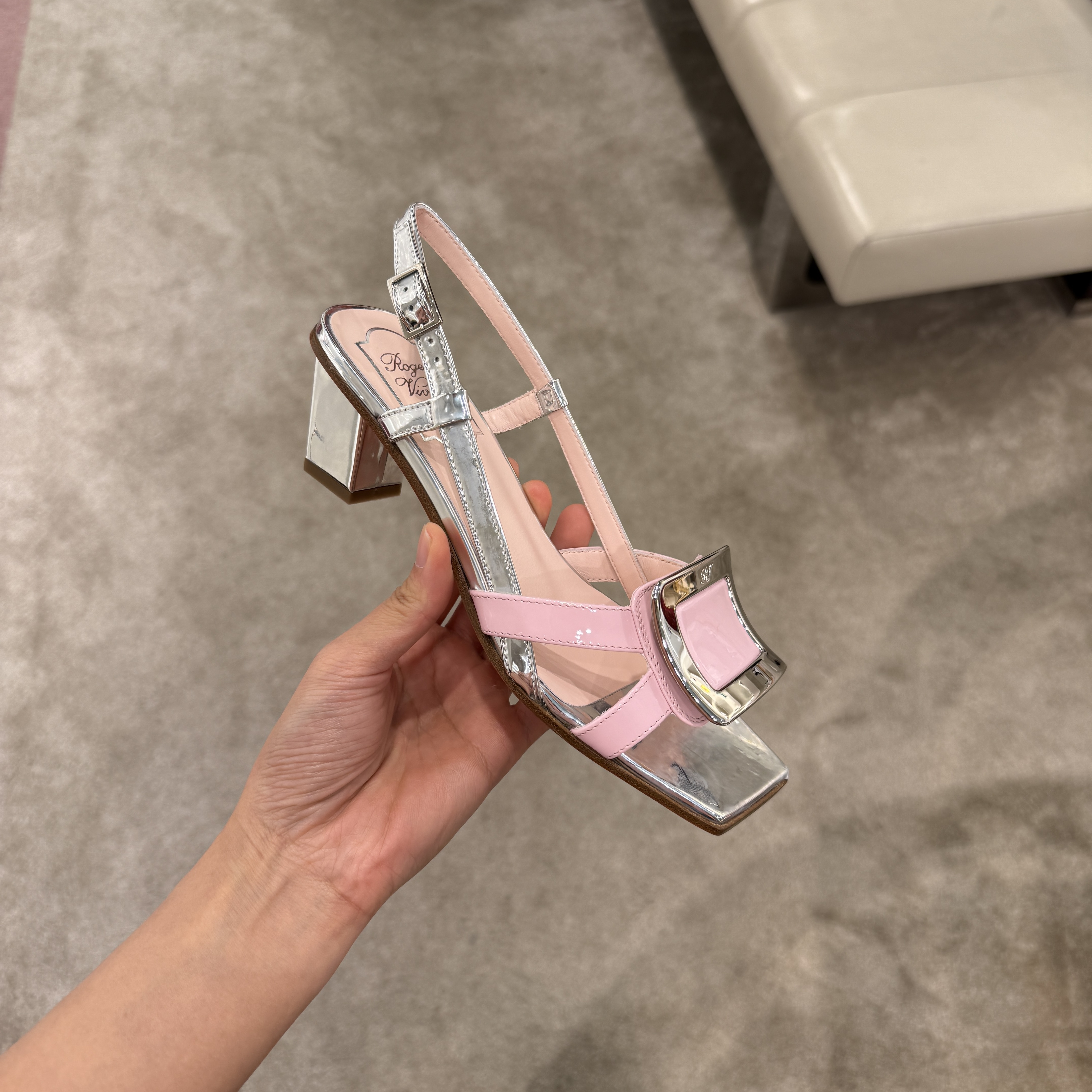 Roger Vivier RV Belle Vivier Mid-heels Sandals Pink Silver