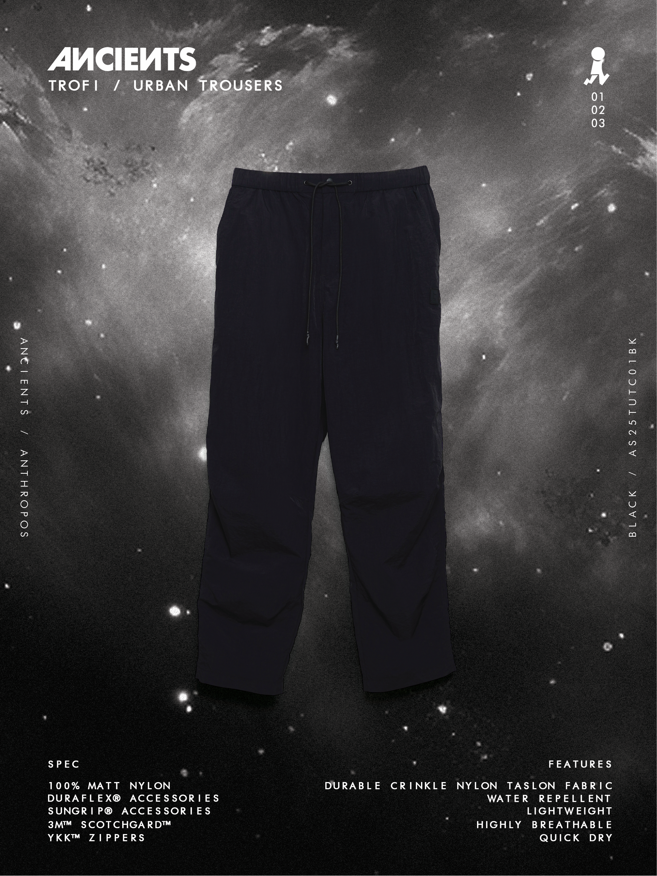 ANCIENTS TROFI / URBAN TROUSERS AS25TUTC01 BLACK