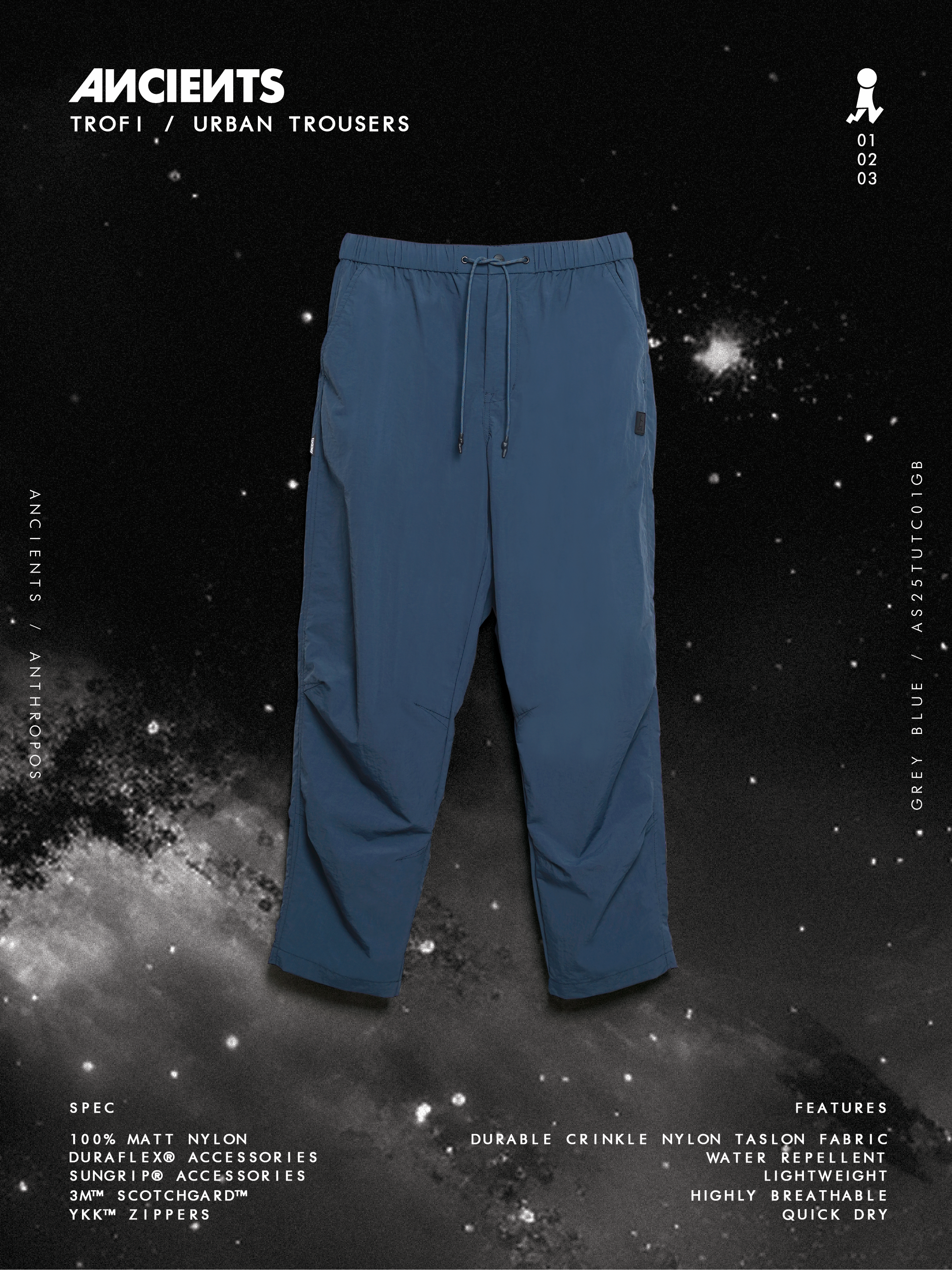 ANCIENTS TROFI / URBAN TROUSERS AS25TUTC01 GREY BLUE