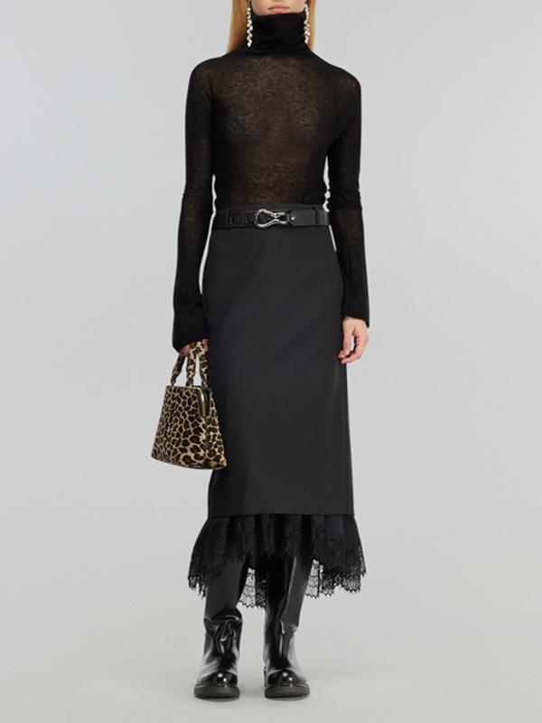 Semicouture  裙襬蕾絲窄裙