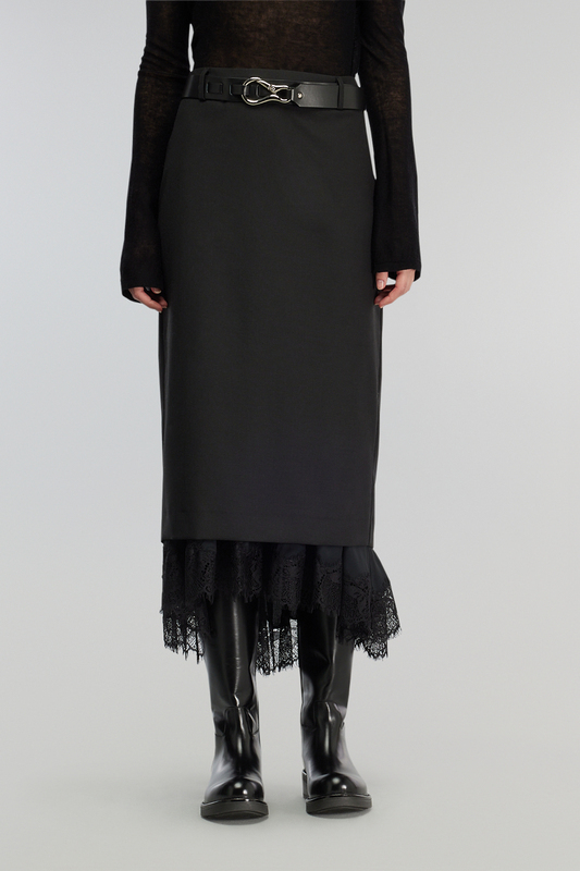 Semicouture  裙襬蕾絲窄裙