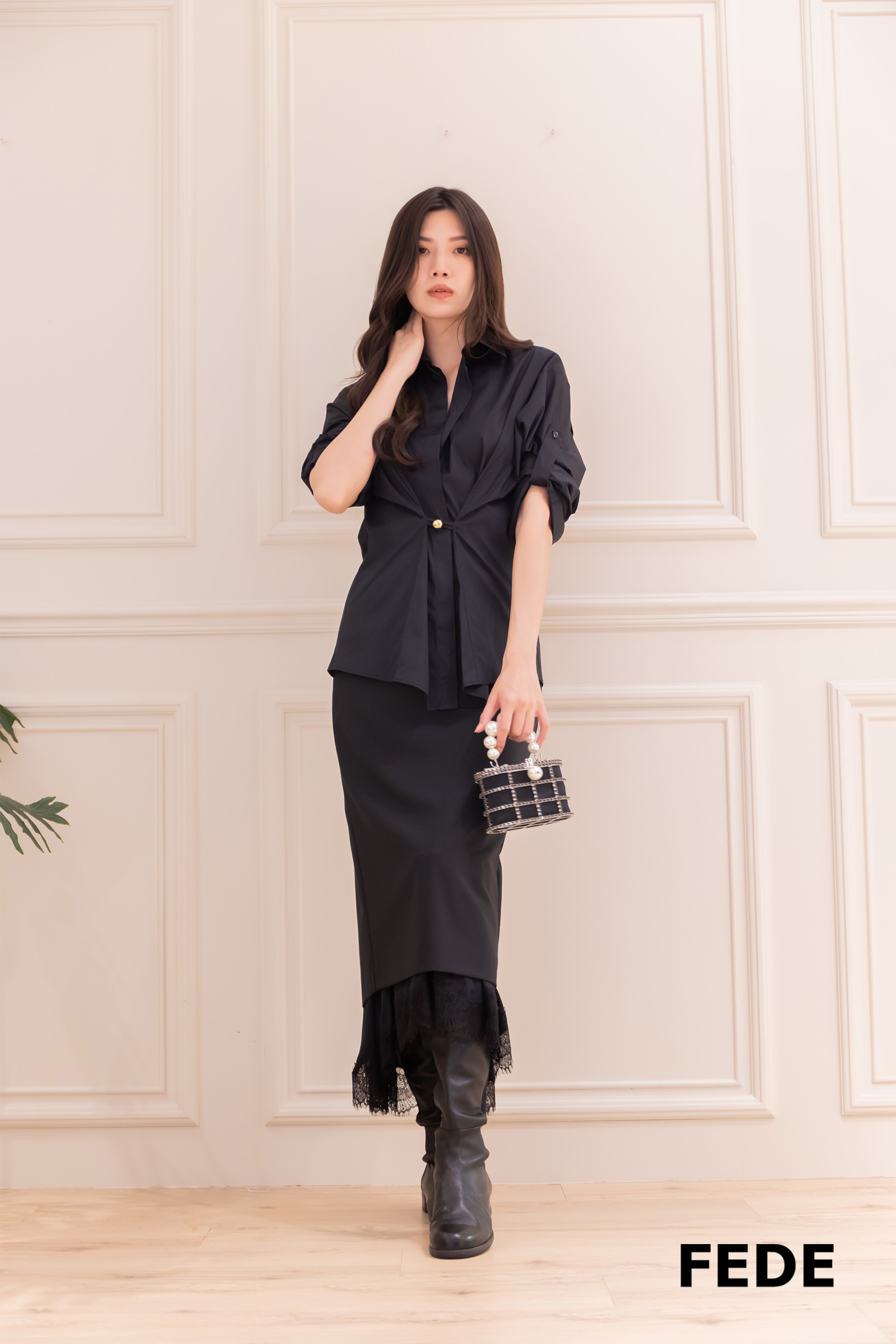 Semicouture  裙襬蕾絲窄裙