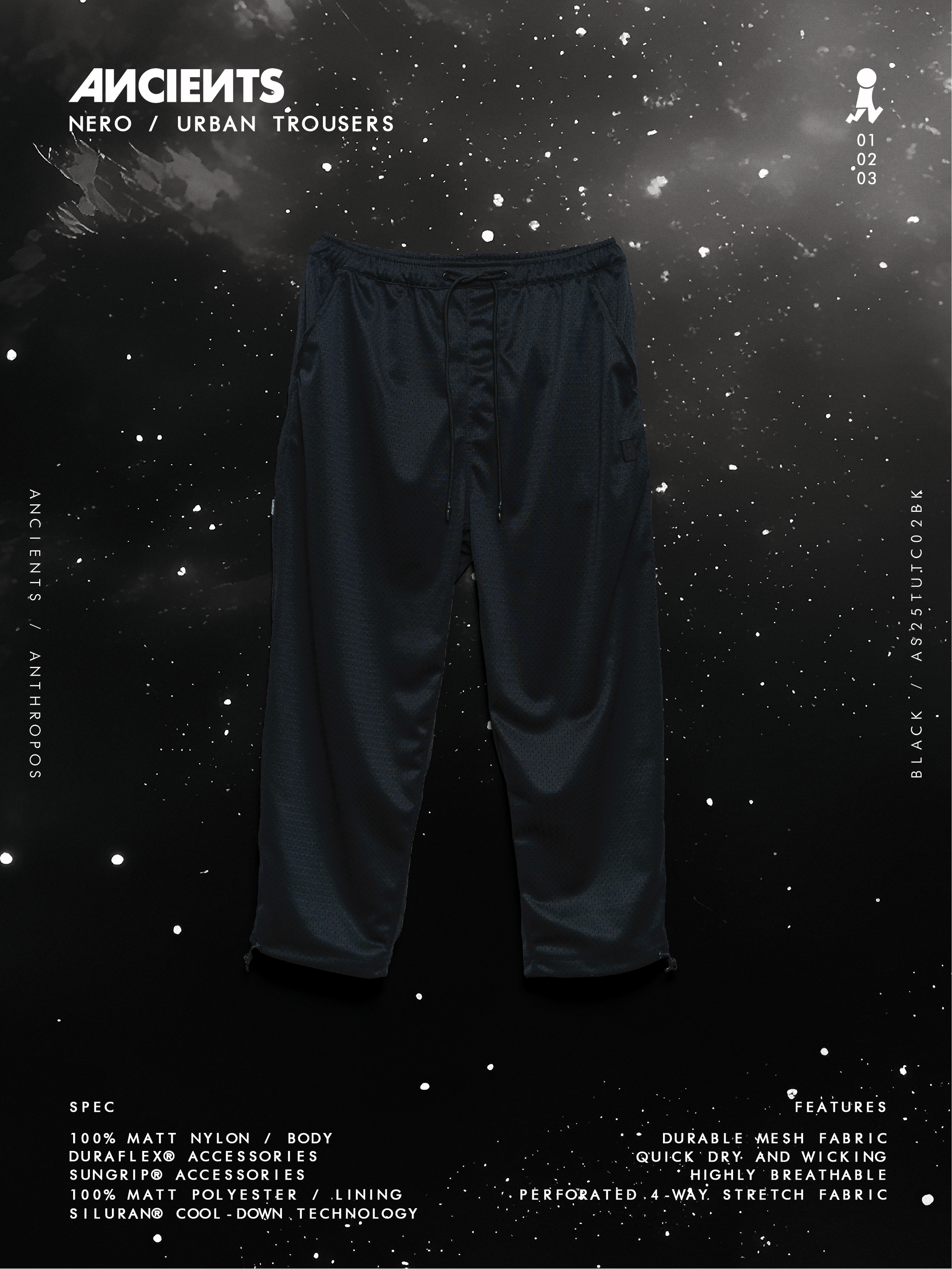 ANCIENTS NERO / URBAN TROUSERS AS25TUTC02 BLACK