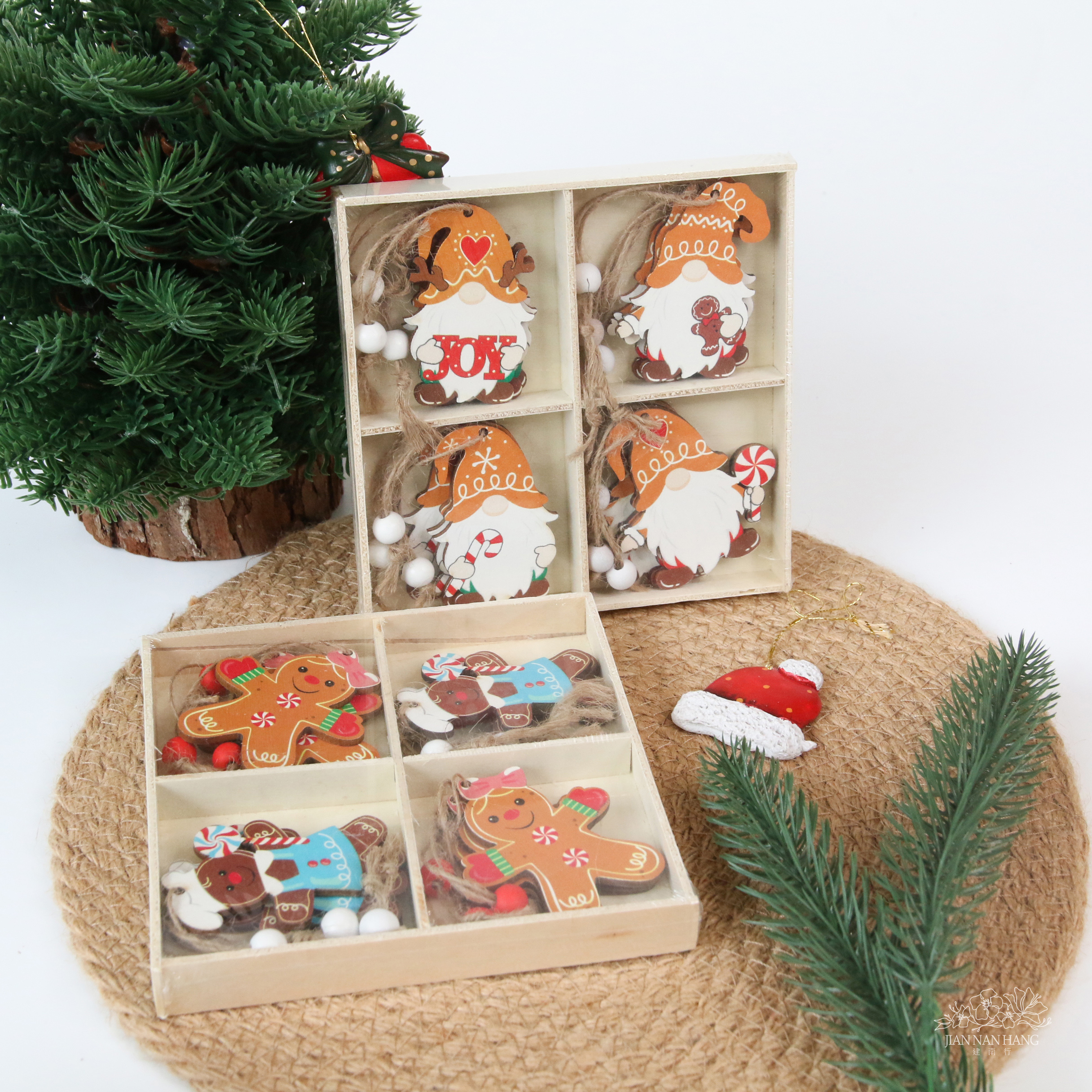 裝飾 木頭掛飾 12入 2款