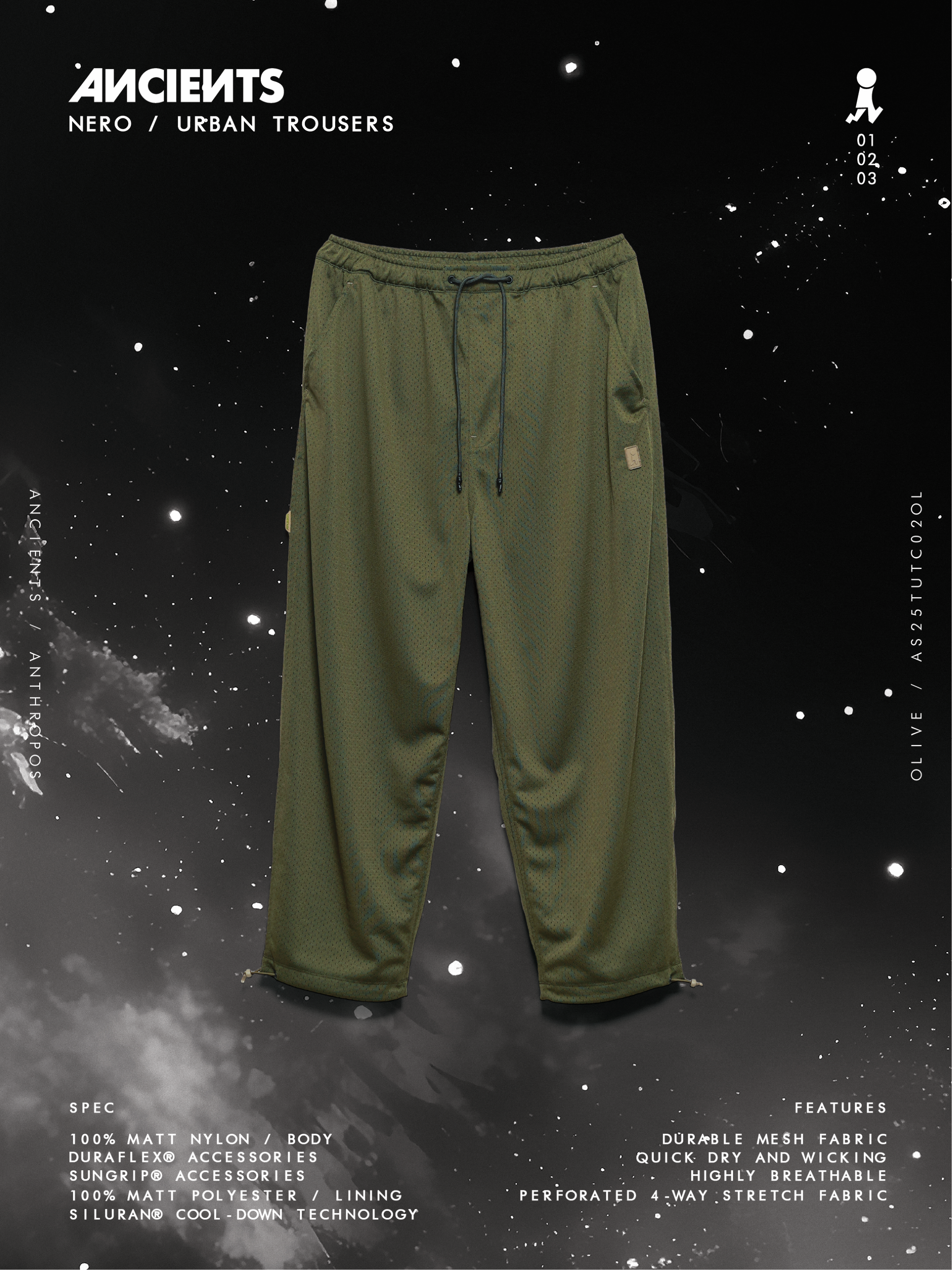 ANCIENTS NERO / URBAN TROUSERS AS25TUTC02 OLIVE