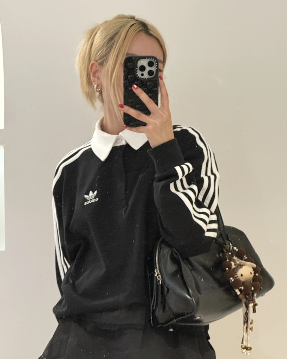 Adidas Adicolor 小標 復古 翻領 長袖 Polo衫 黑