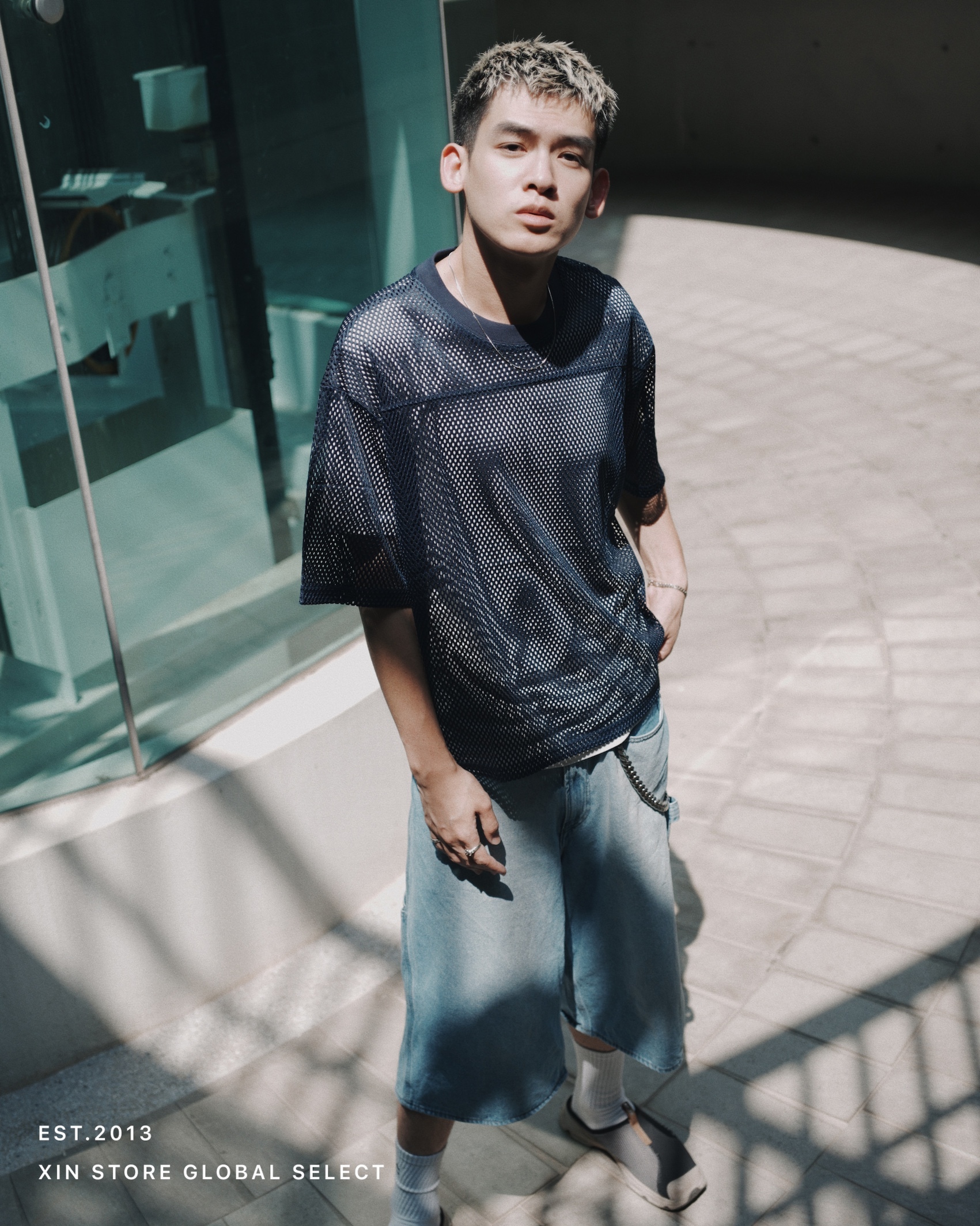 IVORY 網眼 疊穿 球衣 Boxy 短袖 兩色 KF-141