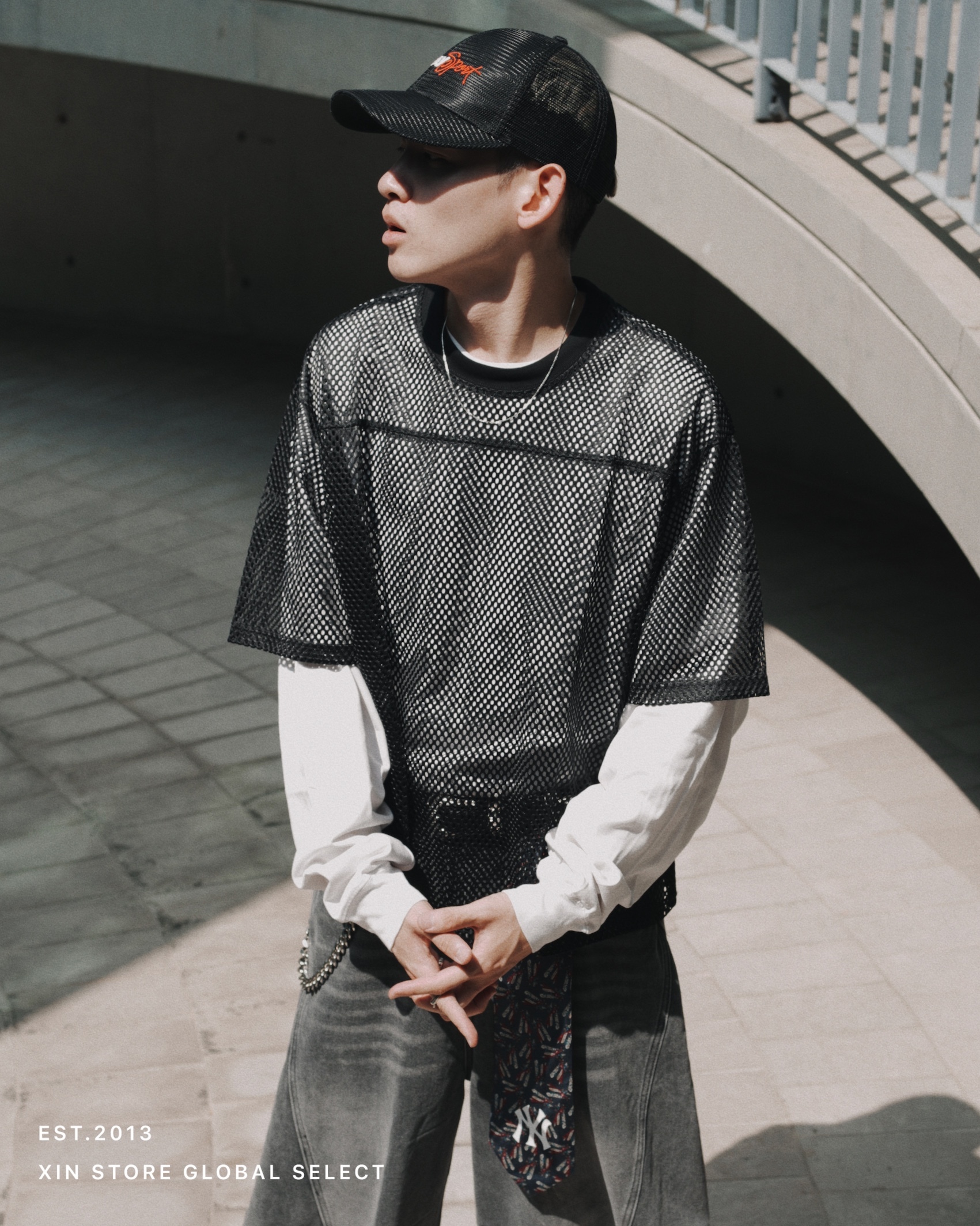 IVORY 網眼 疊穿 球衣 Boxy 短袖 兩色 KF-141