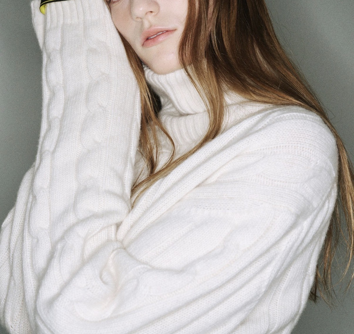 MARDI MERCREDI 絞花高領長袖寬松毛衣