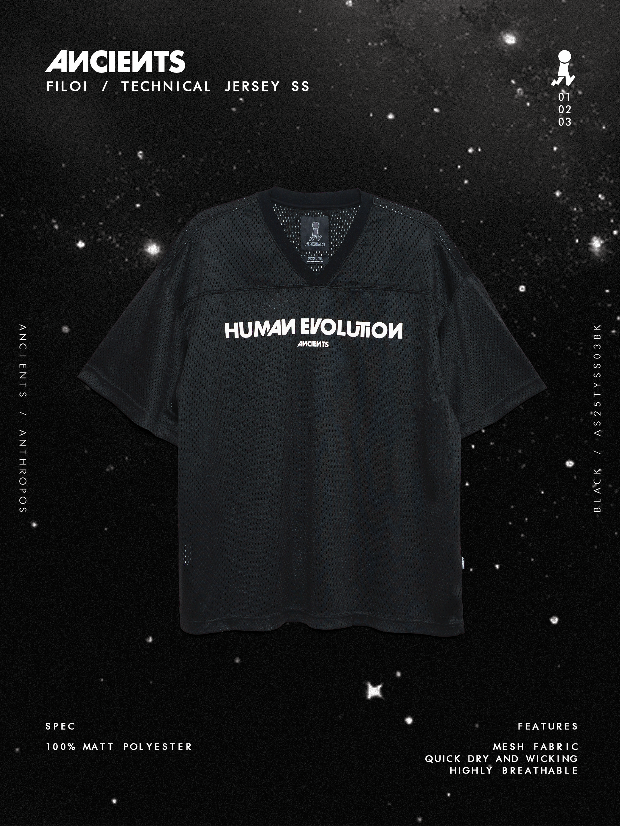ANCIENTS FILOI / TECHNICAL JERSEY S/S AS25TYSS03 BLACK