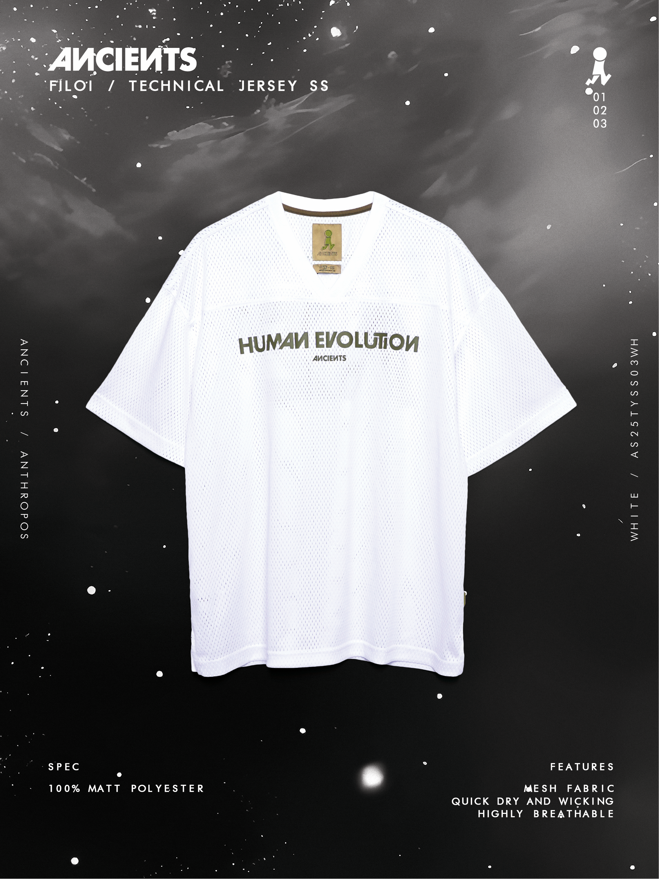 ANCIENTS FILOI / TECHNICAL JERSEY S/S AS25TYSS03 WHITE