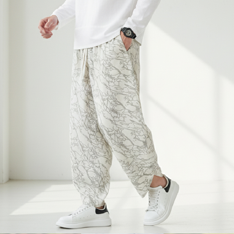 絨布水紋魚口褲