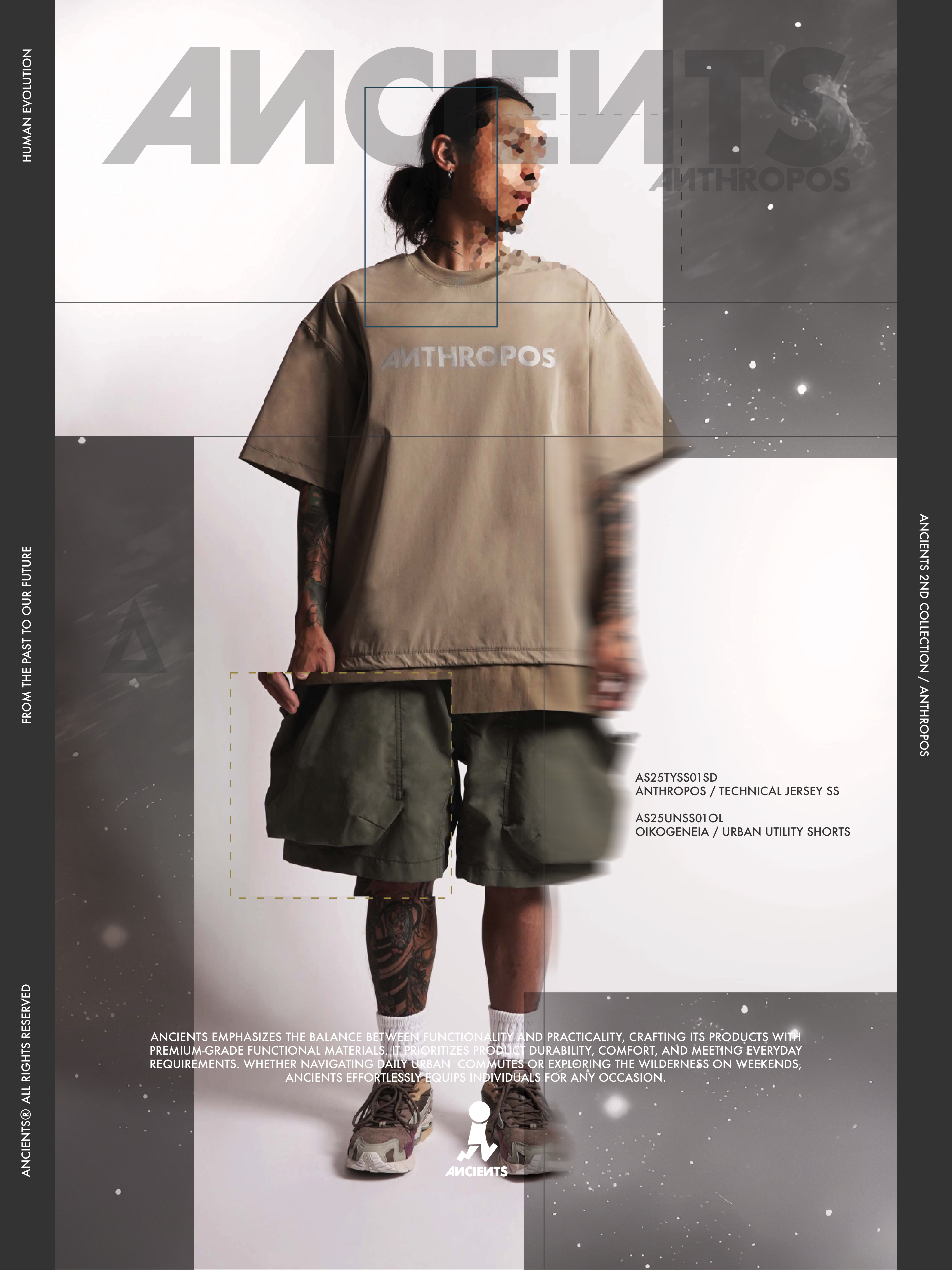 ANCIENTS OIKOGENEIA/URBAN UTILITY SHORT AS25UNSS01 OLIVE