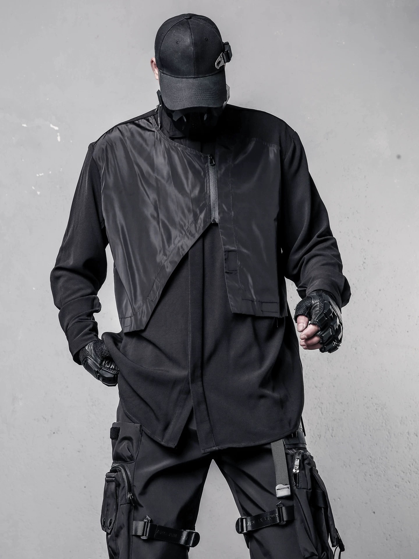 𝙏𝙀𝘾𝙃𝙒𝙀𝘼𝙍 立領不規則拼接長袖襯衫