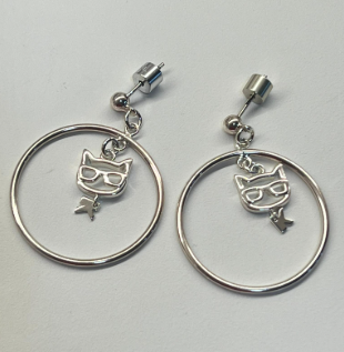 [S] KARL LAGERFELD 226W3939-S K/IKONIK CHOUP CAHRMS EARRINGS,SILVER, 8720092967266-S (SKL638)