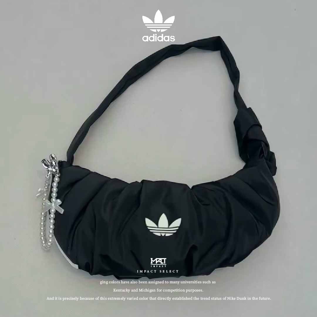 adidas originals 雲朵側背包 大容量 三線 LOGO  黑 尼龍 KA9271