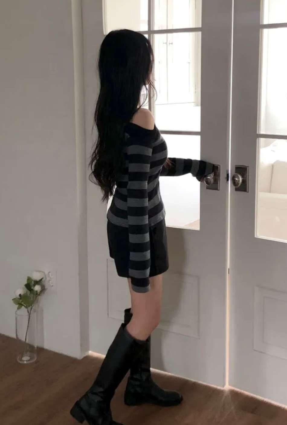 KR STRIPE AND OFF SHOULDER TOP (3 COLORS)