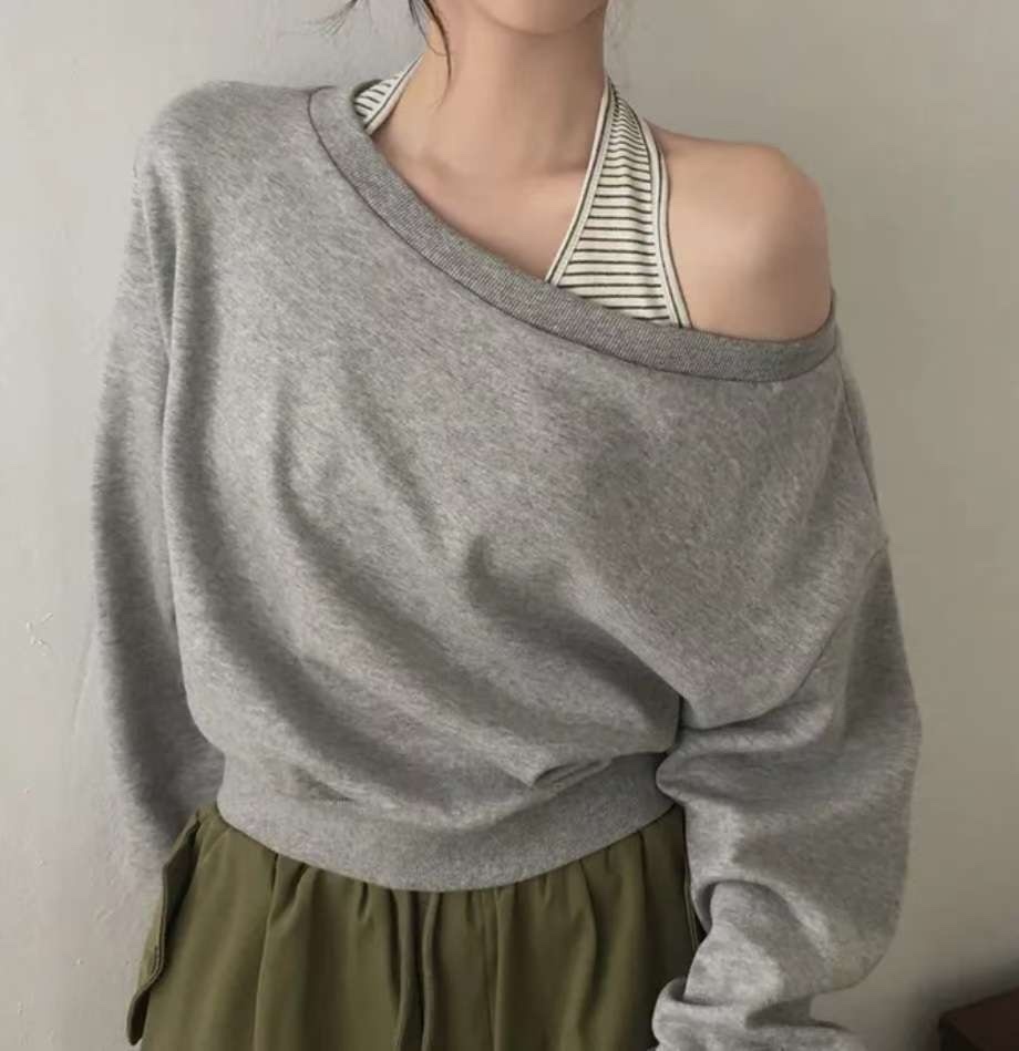 KR STRIPE SLEEVELESS & OVERSIZED SWEATSHIRT SET (3 COLORS)
