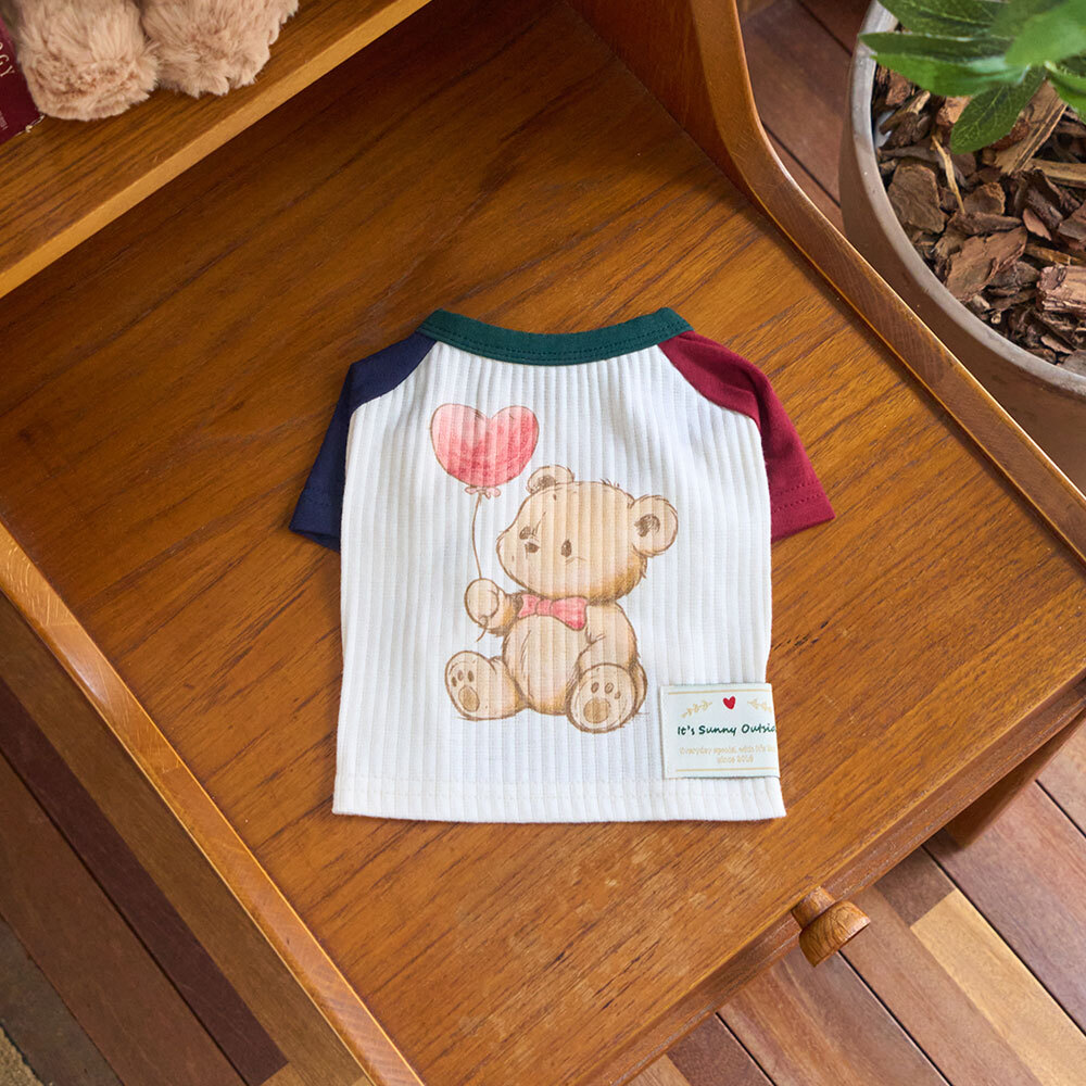 學院熊熊上衣-Preppy Bear TS 插肩棉Ｔ-Cream 奶油米-  It’s sunny outside