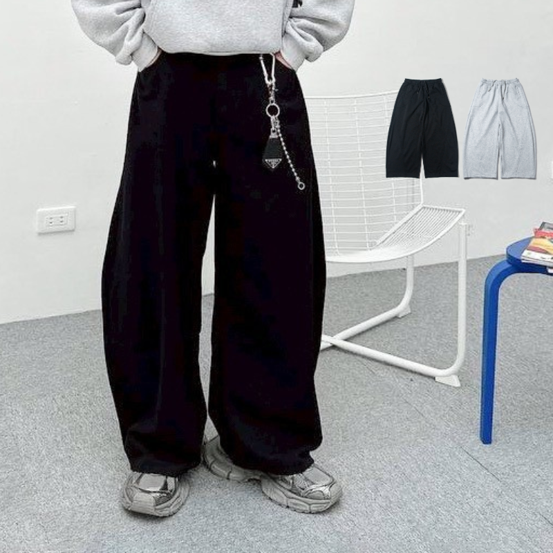 結構剪裁寬鬆彎刀棉褲