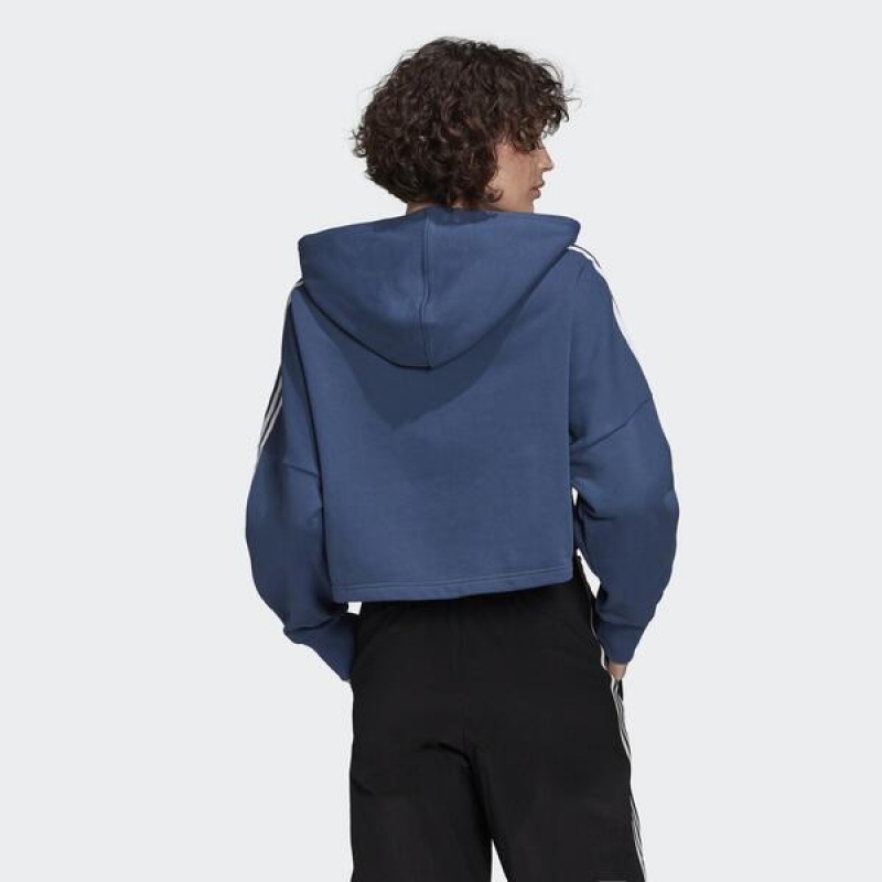 【出清】Adidas 女款短版連帽長袖上衣｜深藍色 FM3273｜XS尺寸 *2｜歐美版型