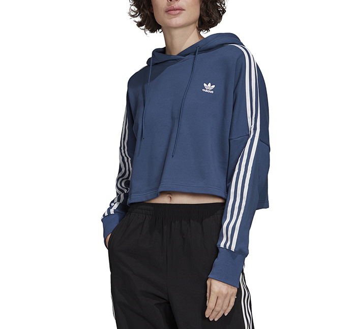 【出清】Adidas 女款短版連帽長袖上衣｜深藍色 FM3273｜XS尺寸 *2｜歐美版型