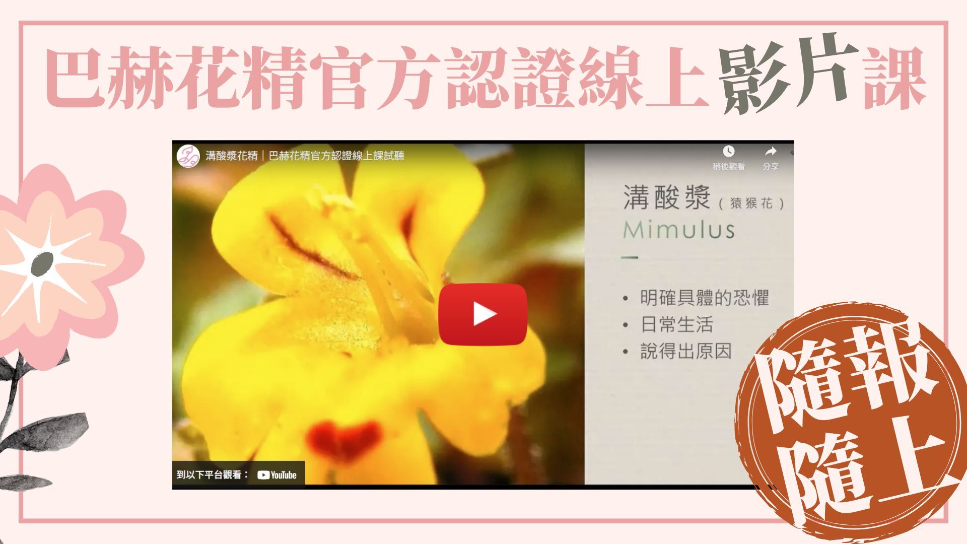 巴赫花精線上認證課巴哈花精課程