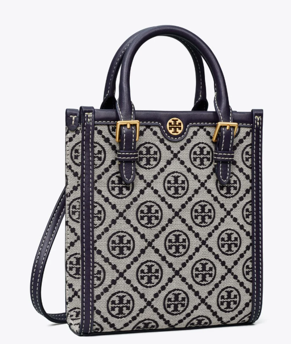 [E] TORY BURCH T Monogram Mini N/S Tote, Tory Navy, 87146-405 (ETB258)