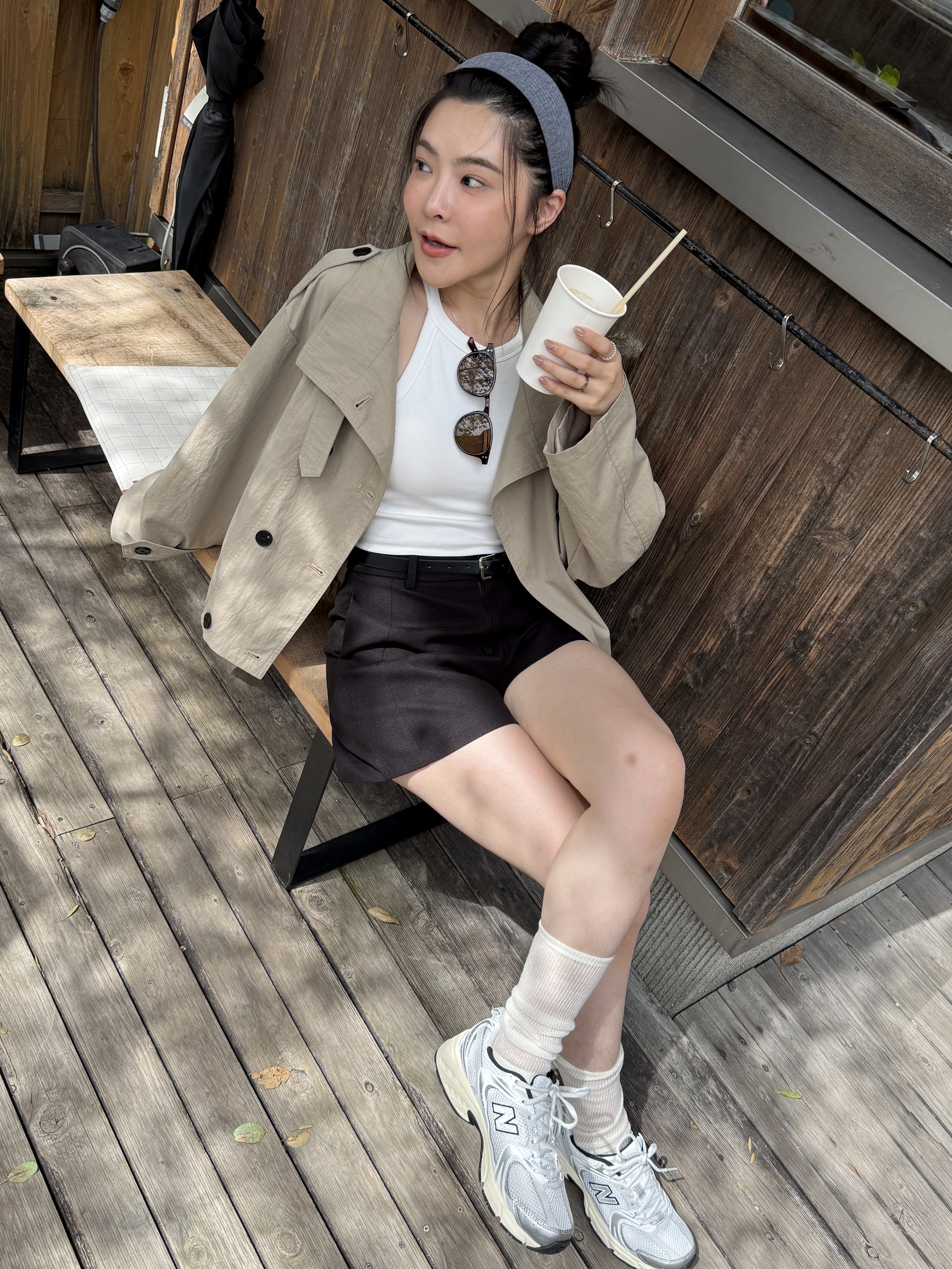 小立領雙排釦風衣外套