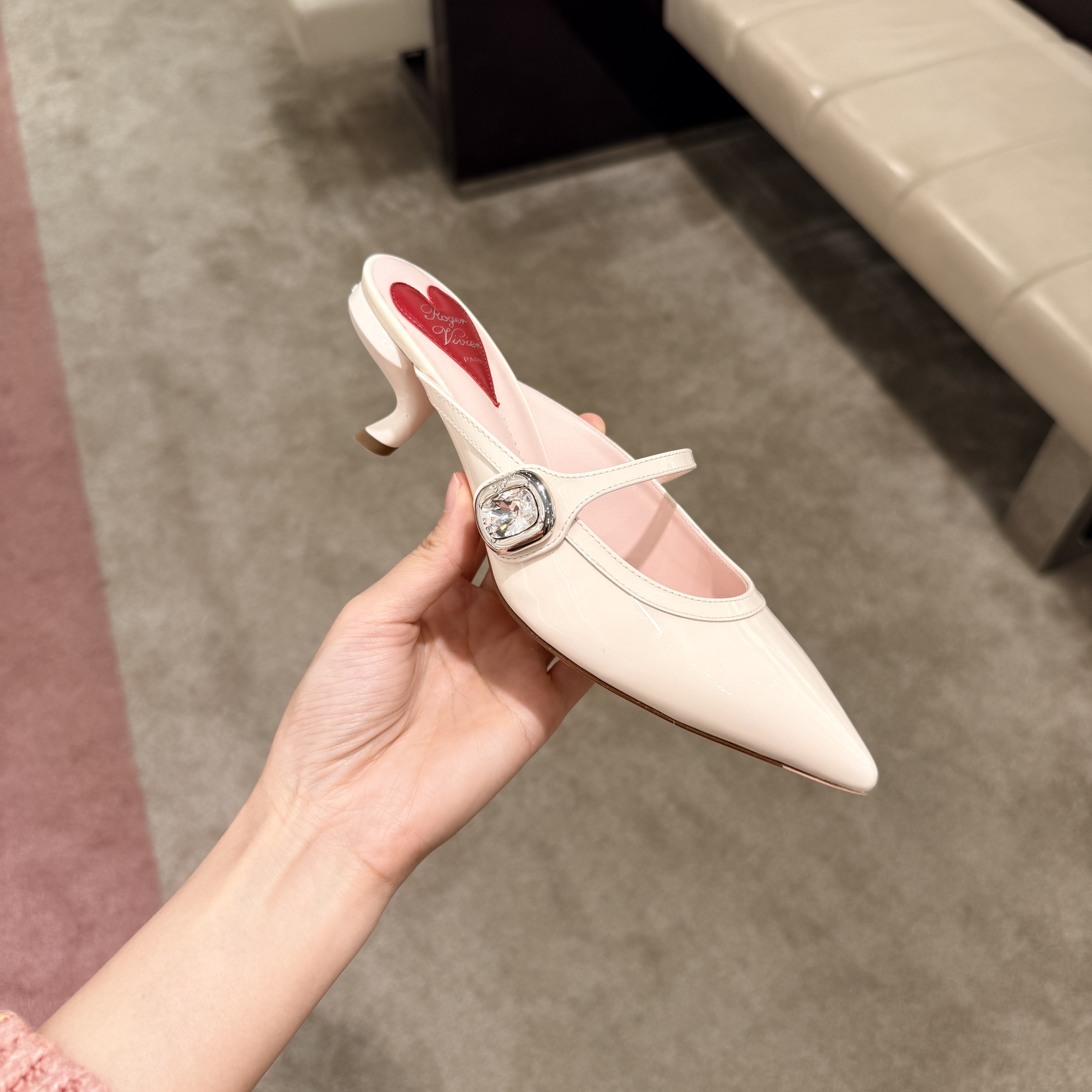 Roger Vivier RV Virgule mules heels white