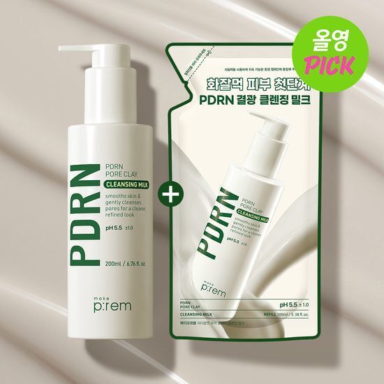 《Olive Young連線》makeprem PDRN Pore Clay Cleansing Milk 200ml Set (+Refill 100ml)