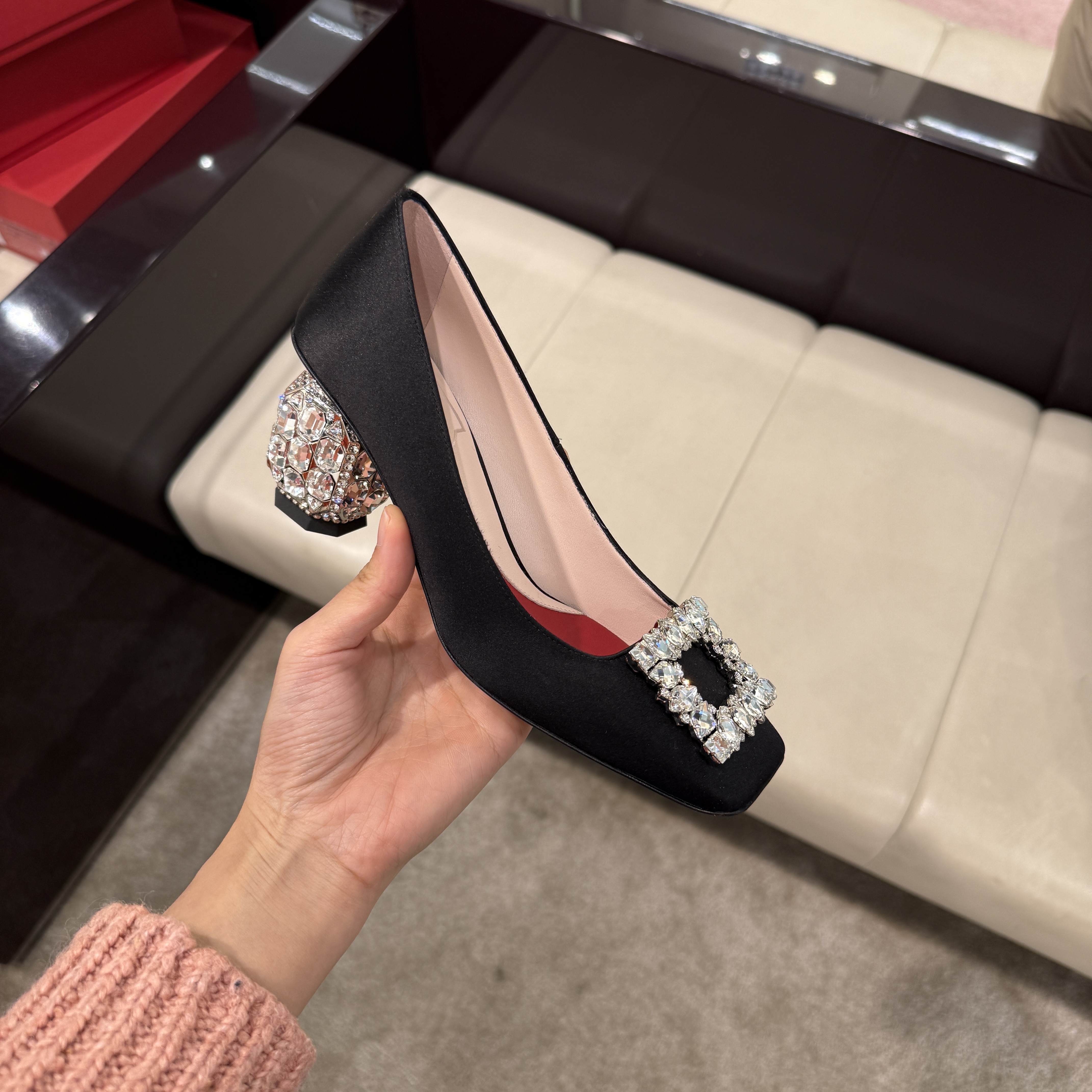 Roger Vivier RV Jewel heel rhinestone buckle heels black