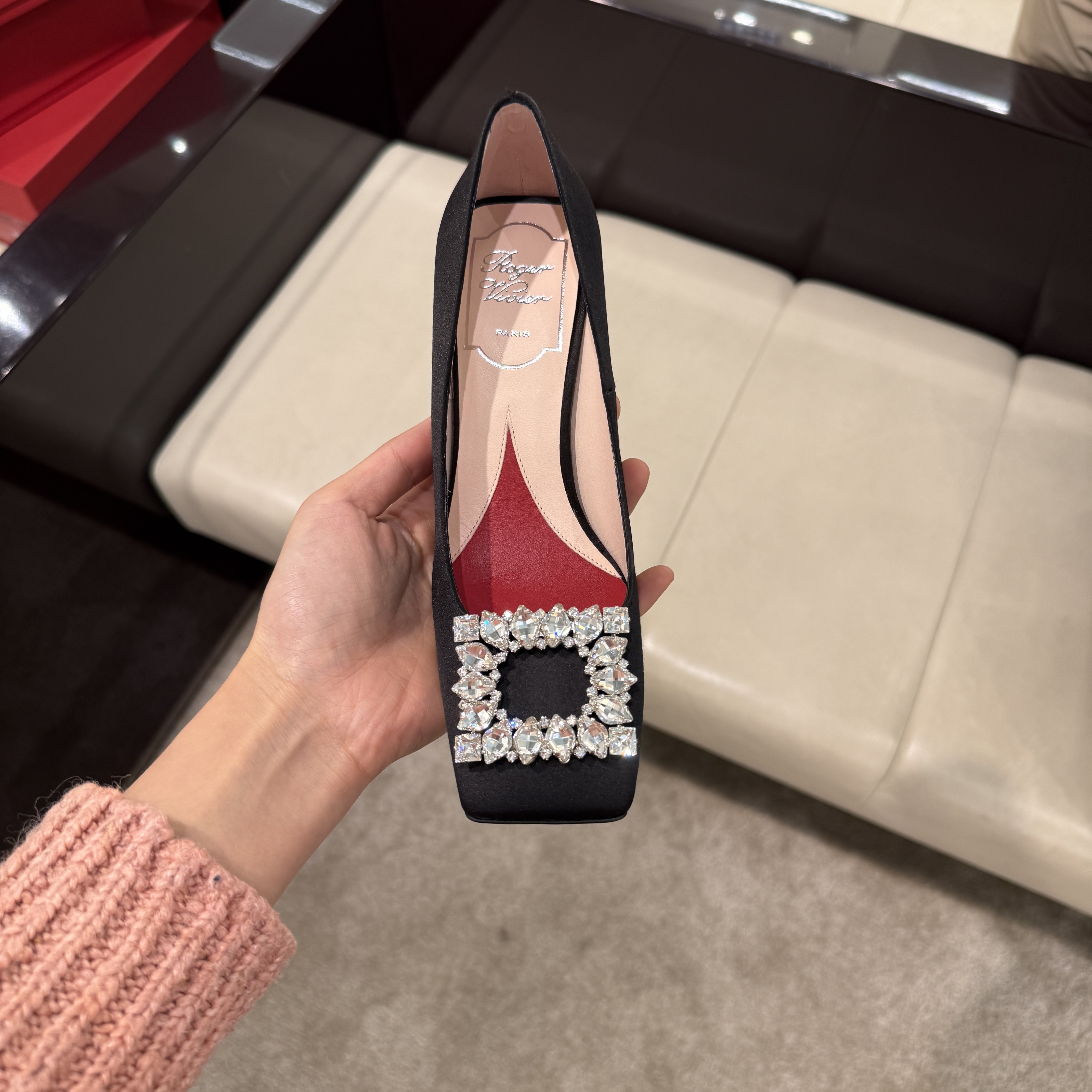 Roger Vivier RV Jewel heel rhinestone buckle heels black