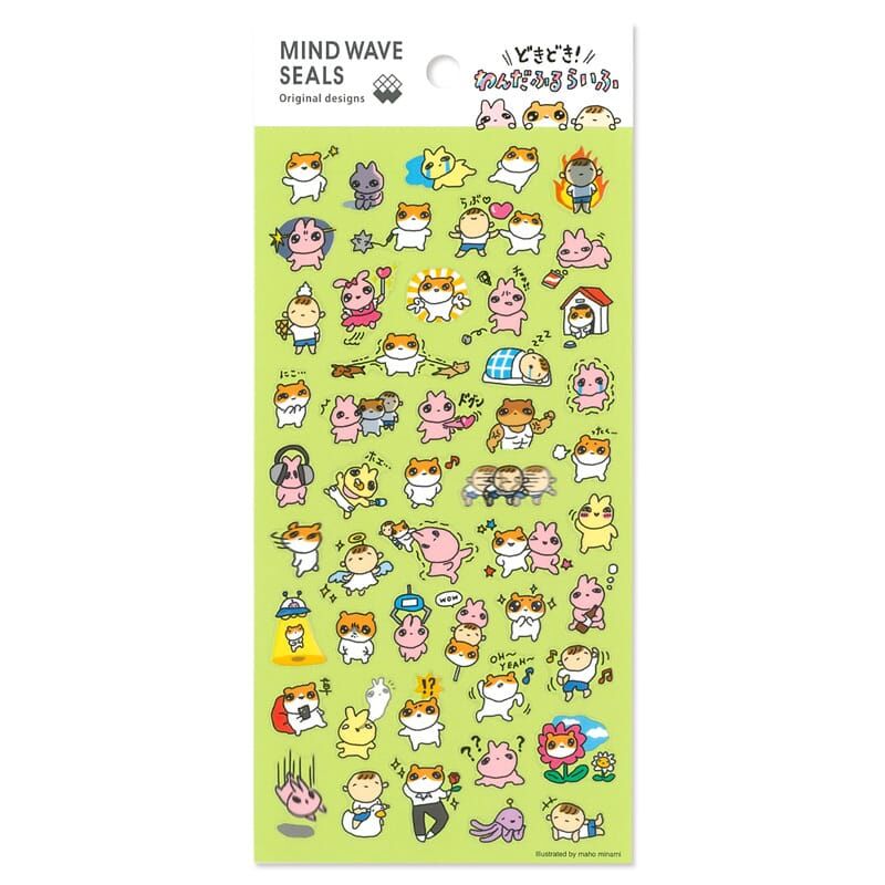 兔子與貓 原創角色 迷你透明貼紙｜日本Mind Wave