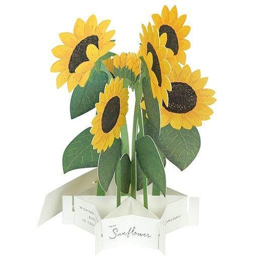 向日葵 綻放的花朵 立體花束 生日卡片｜日本Greeting Life